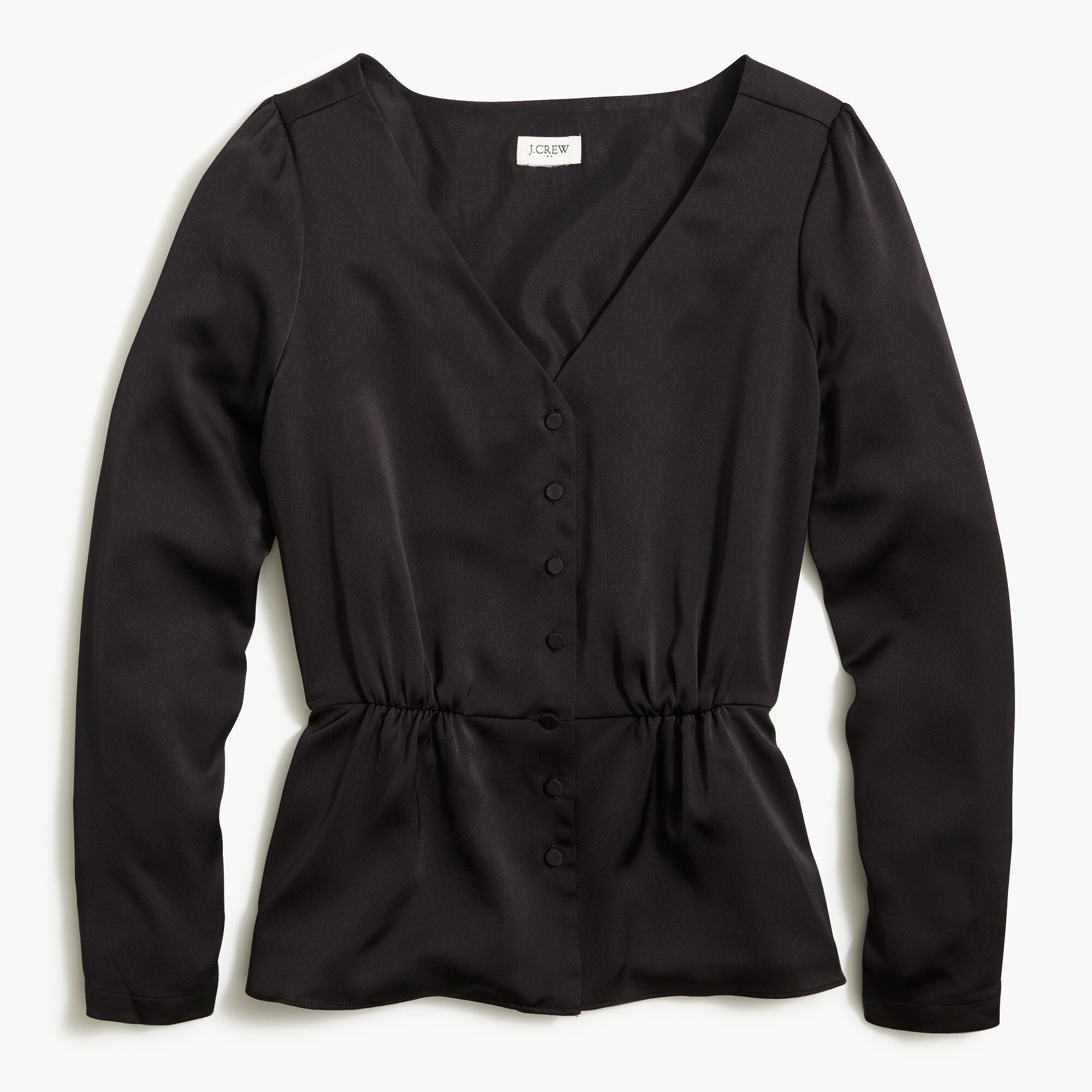 Satin back crepe button-front blouse