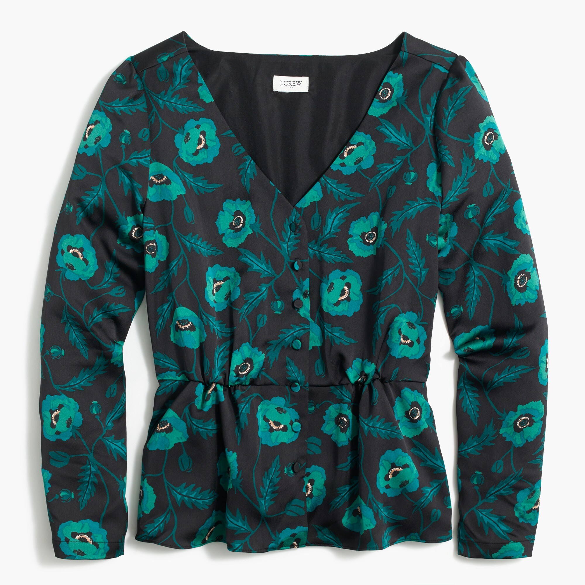 Satin back crepe button-front blouse