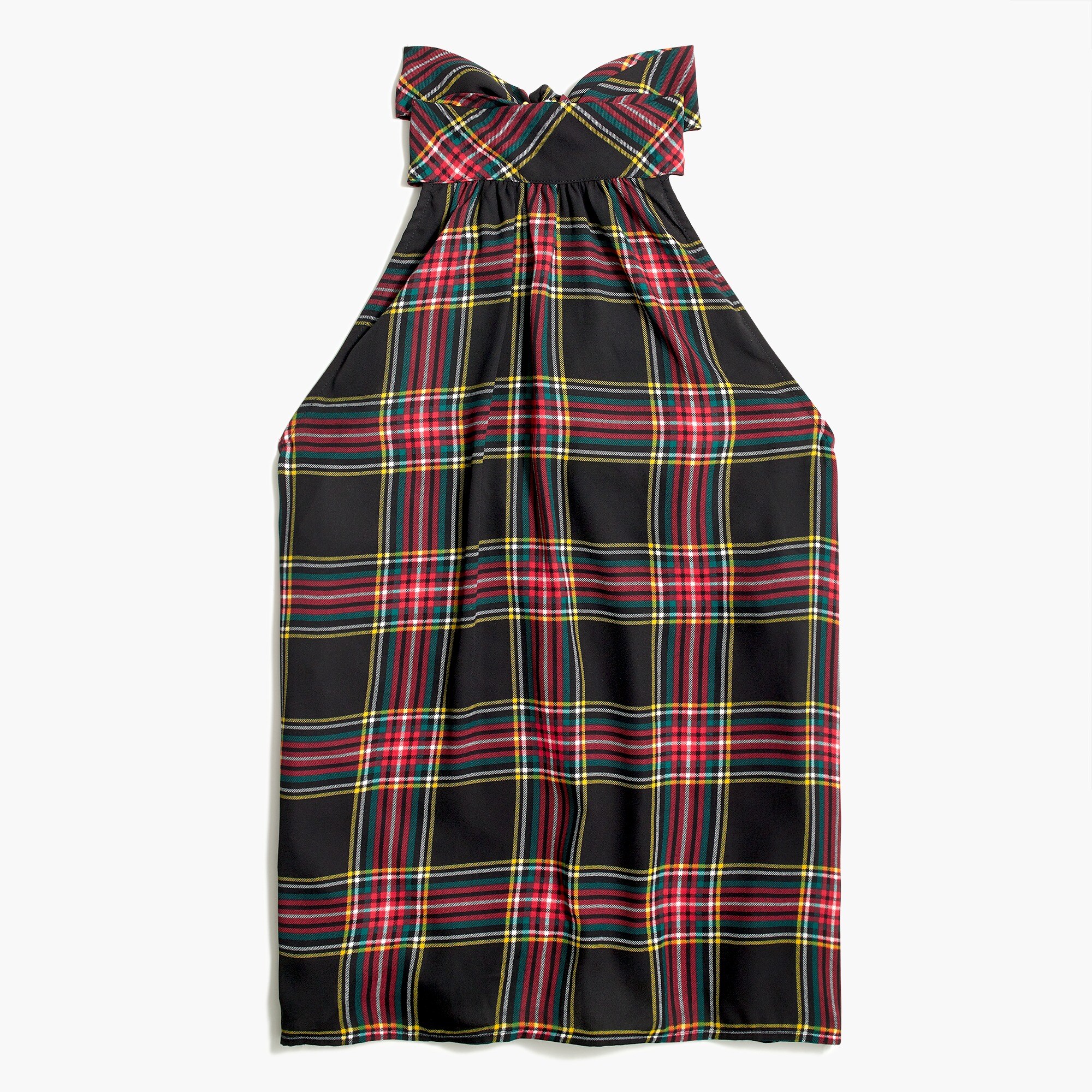 Tie-neck top in tartan