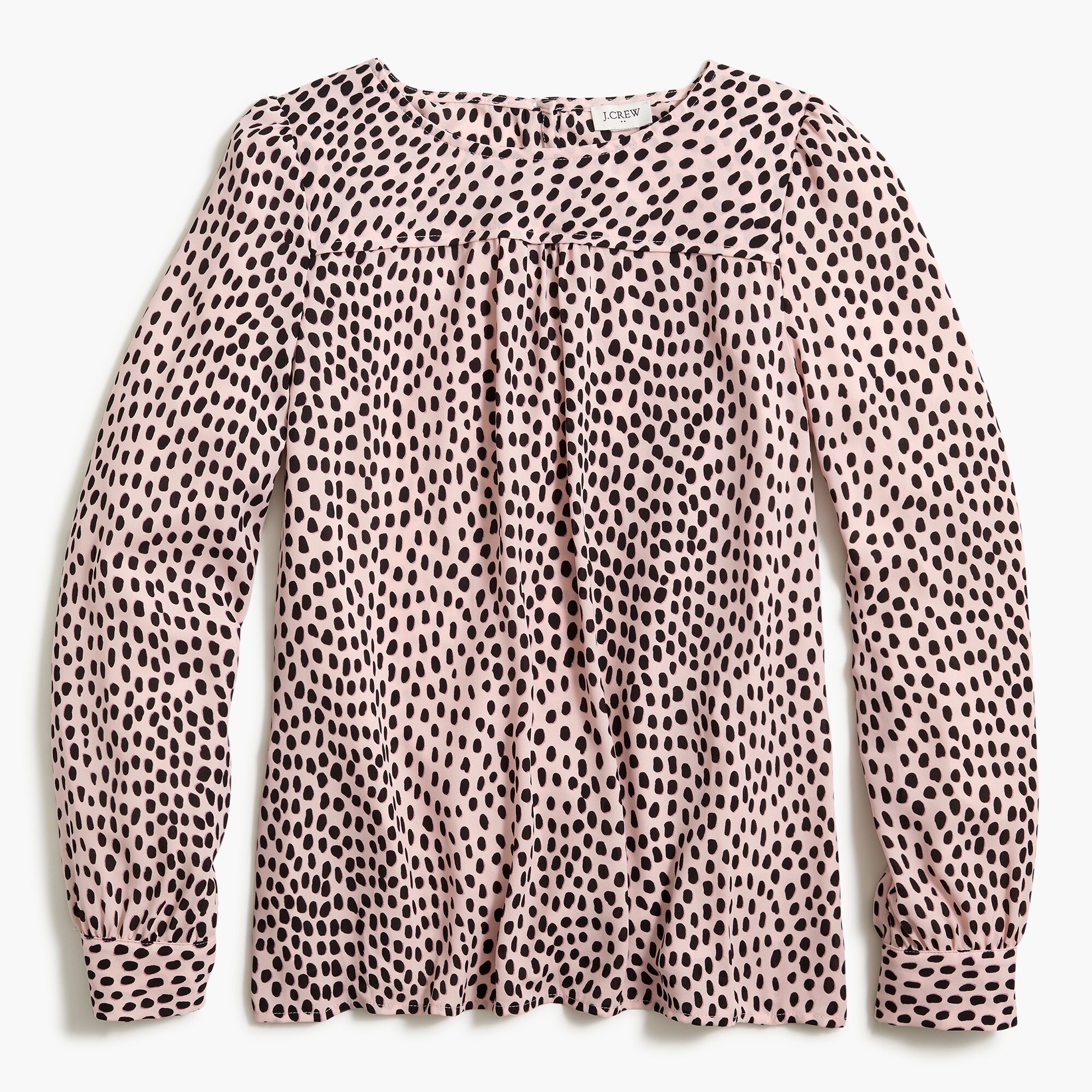 long-sleeve leopard top with piping for women