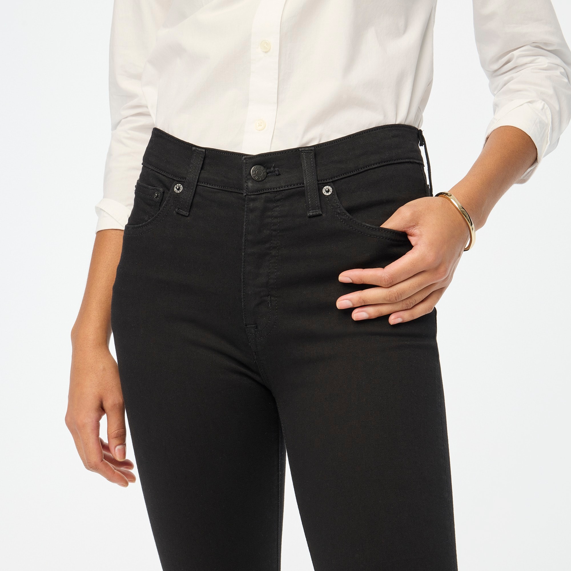 Women's Petite 9" Mid-Rise Black Skinny Jean In Signature Stretch (Midnight Wash, Size 25) J.Crew Factory
