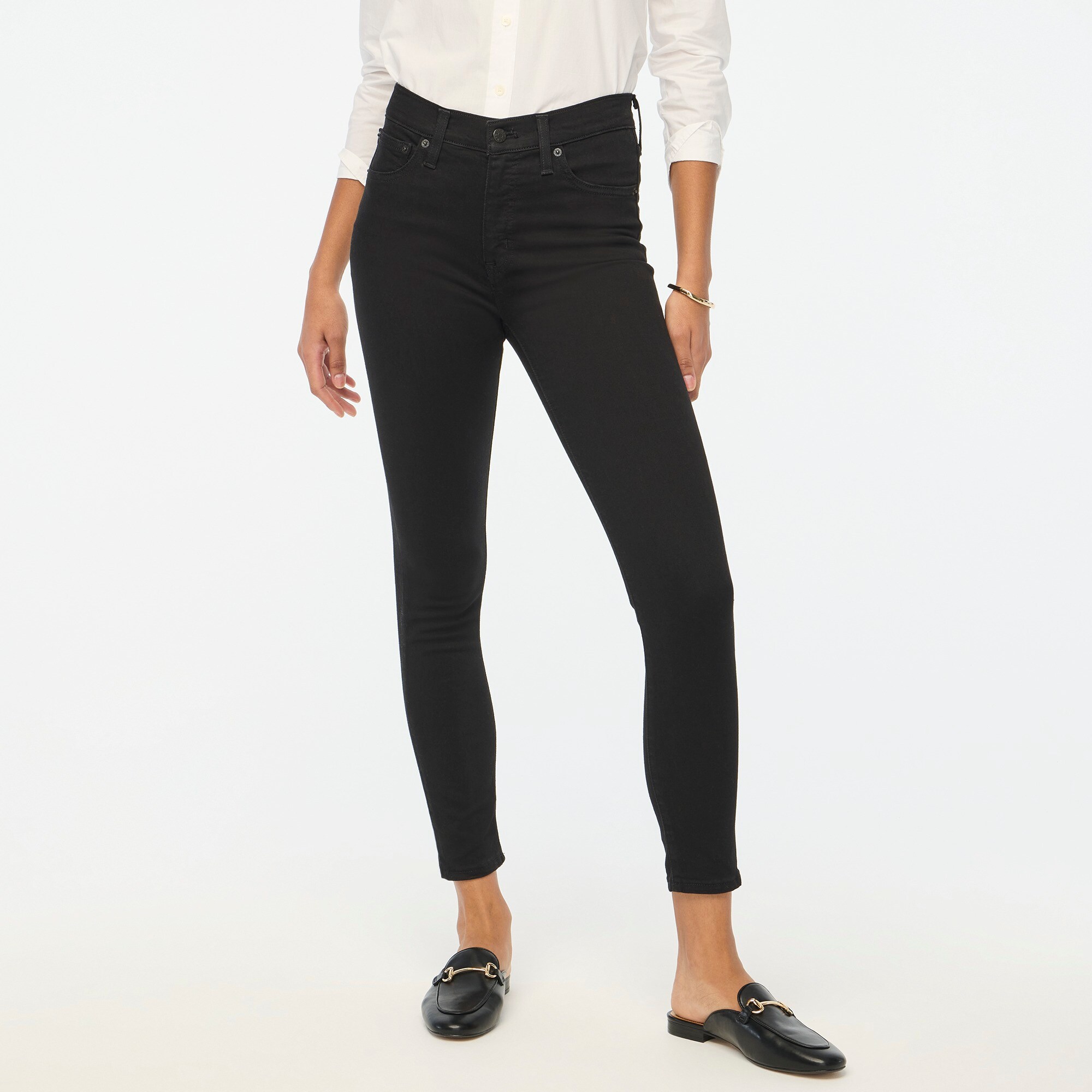 womens 9" mid-rise black skinny jean in signature stretch