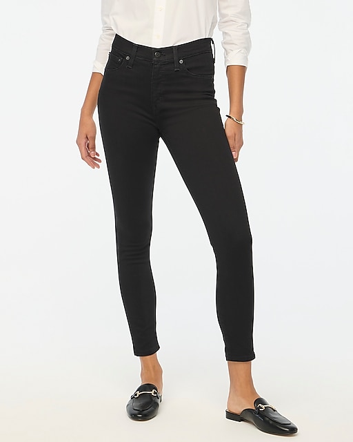 womens Petite 9" mid-rise black skinny jean in signature stretch
