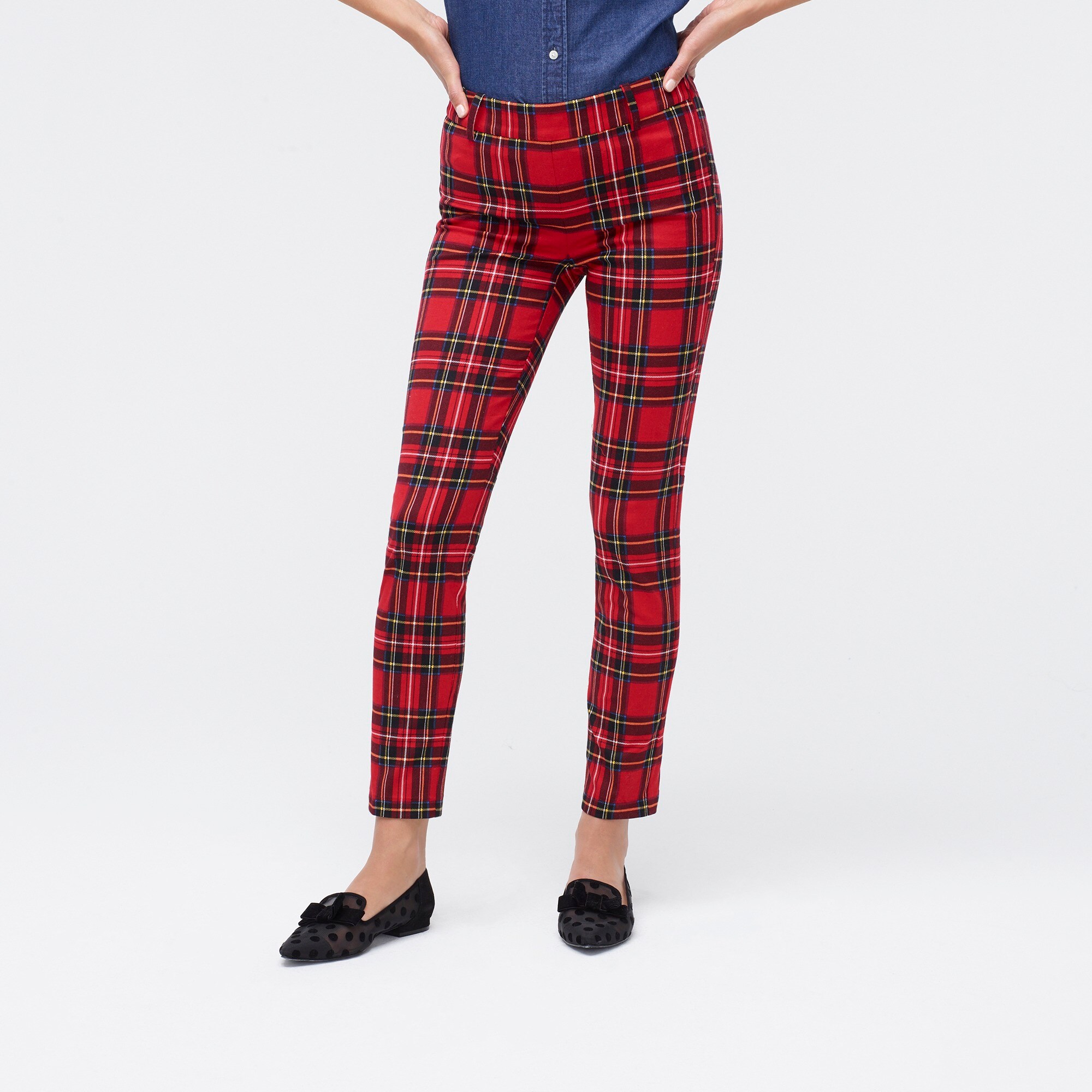 j.crew factory: winnie pant in tartan cotton poplin, right side, view zoomed