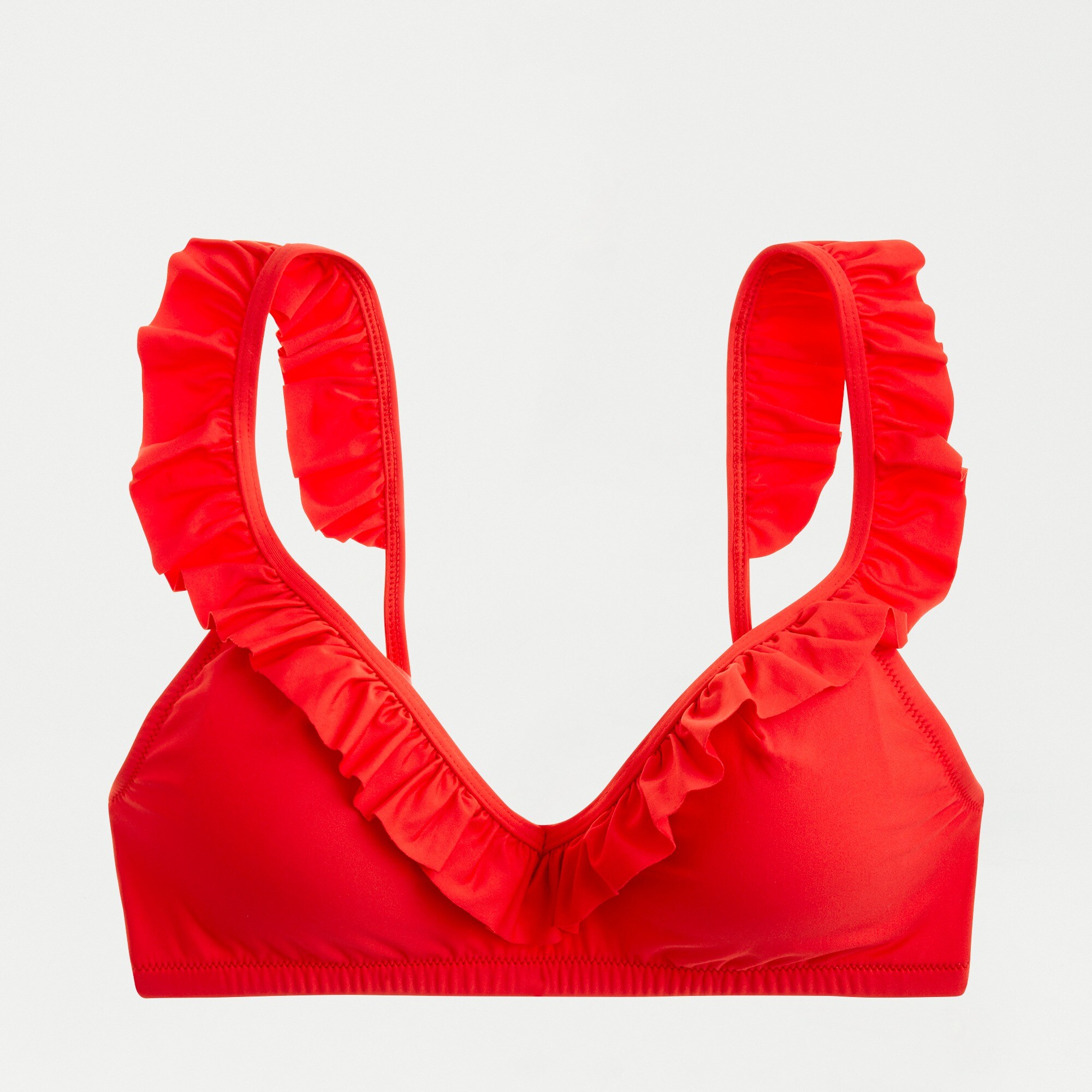 Ruffle deep-V bikini top