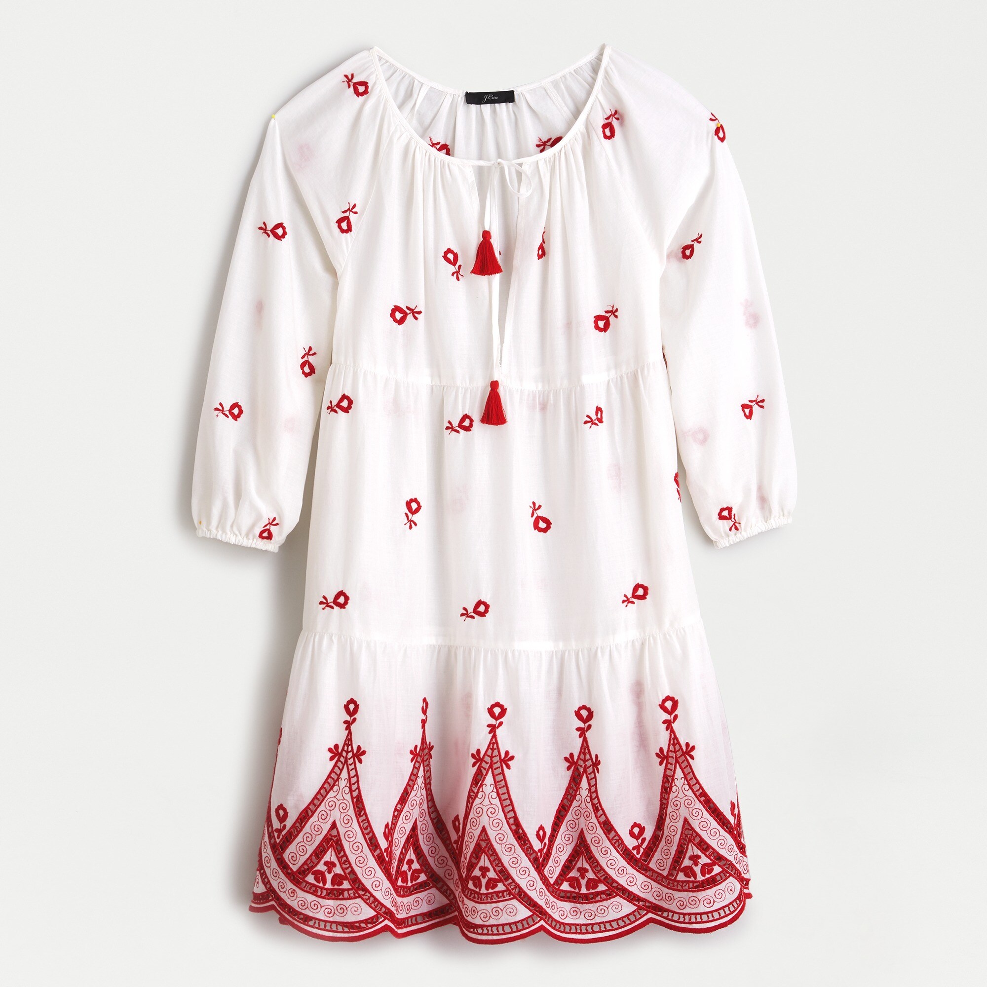 Embroidered beach tunic in cotton voile