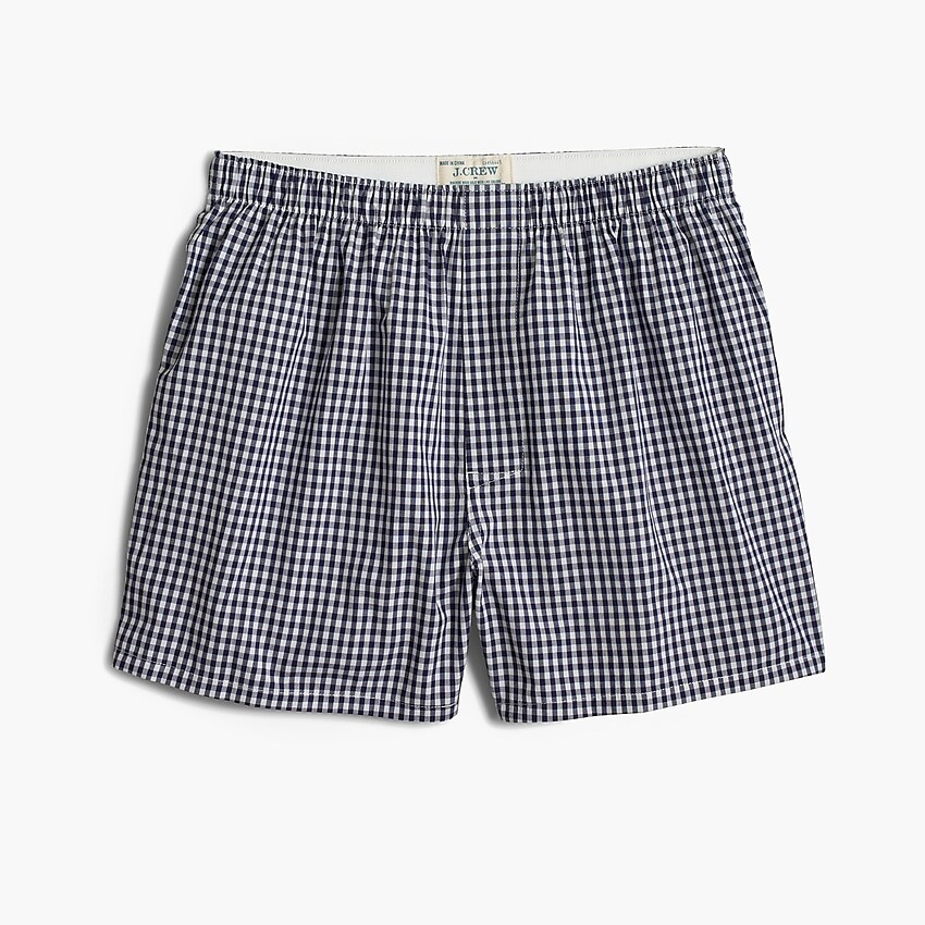 Factory: Navy Gingham Woven Boxers For Men