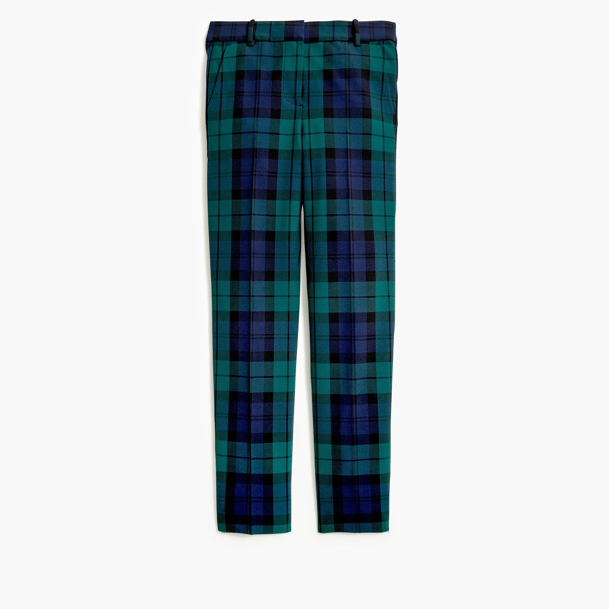 slim cropped ruby pant in black watch plaid for women