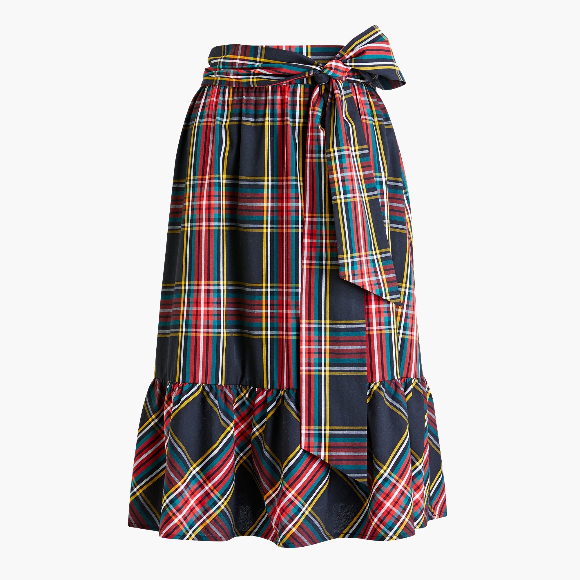 Big-bow midi skirt in plaid