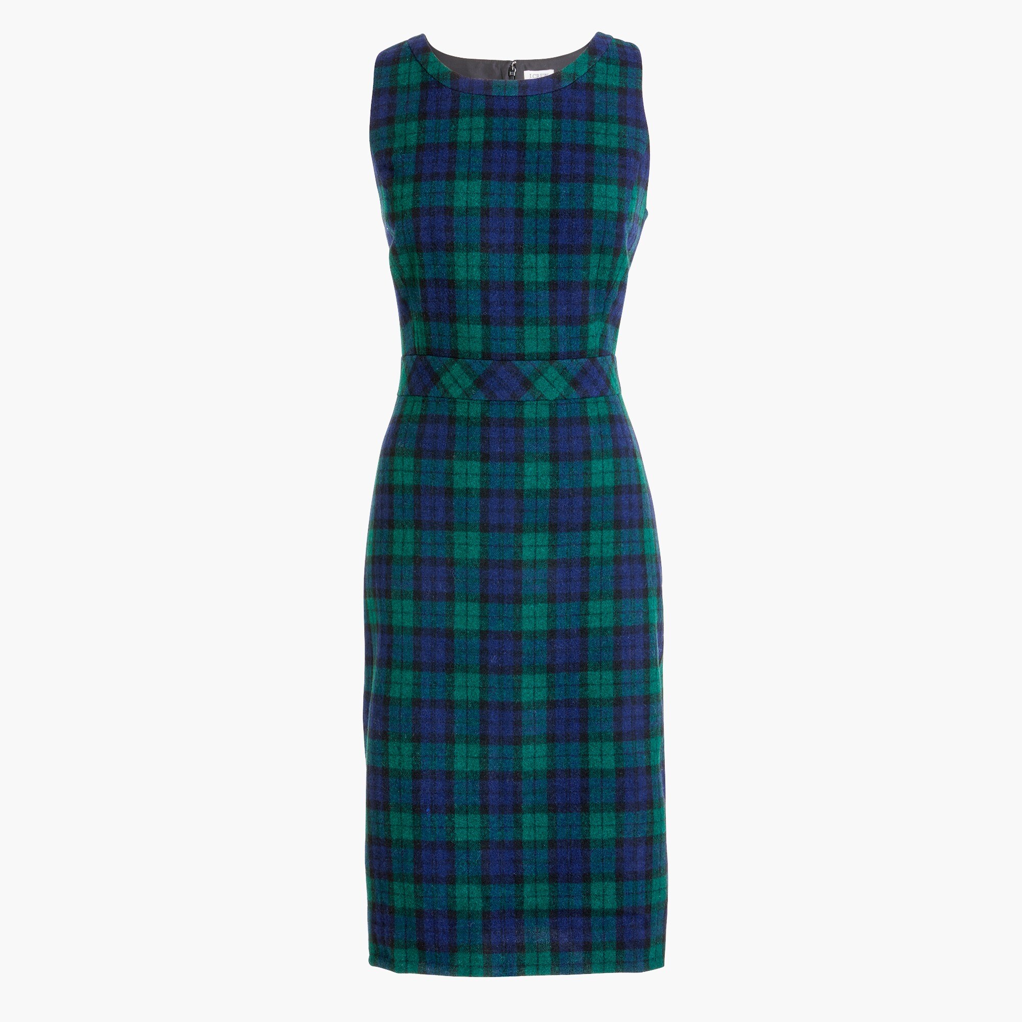 classic wool-blend suit dress in black watch plaid for women