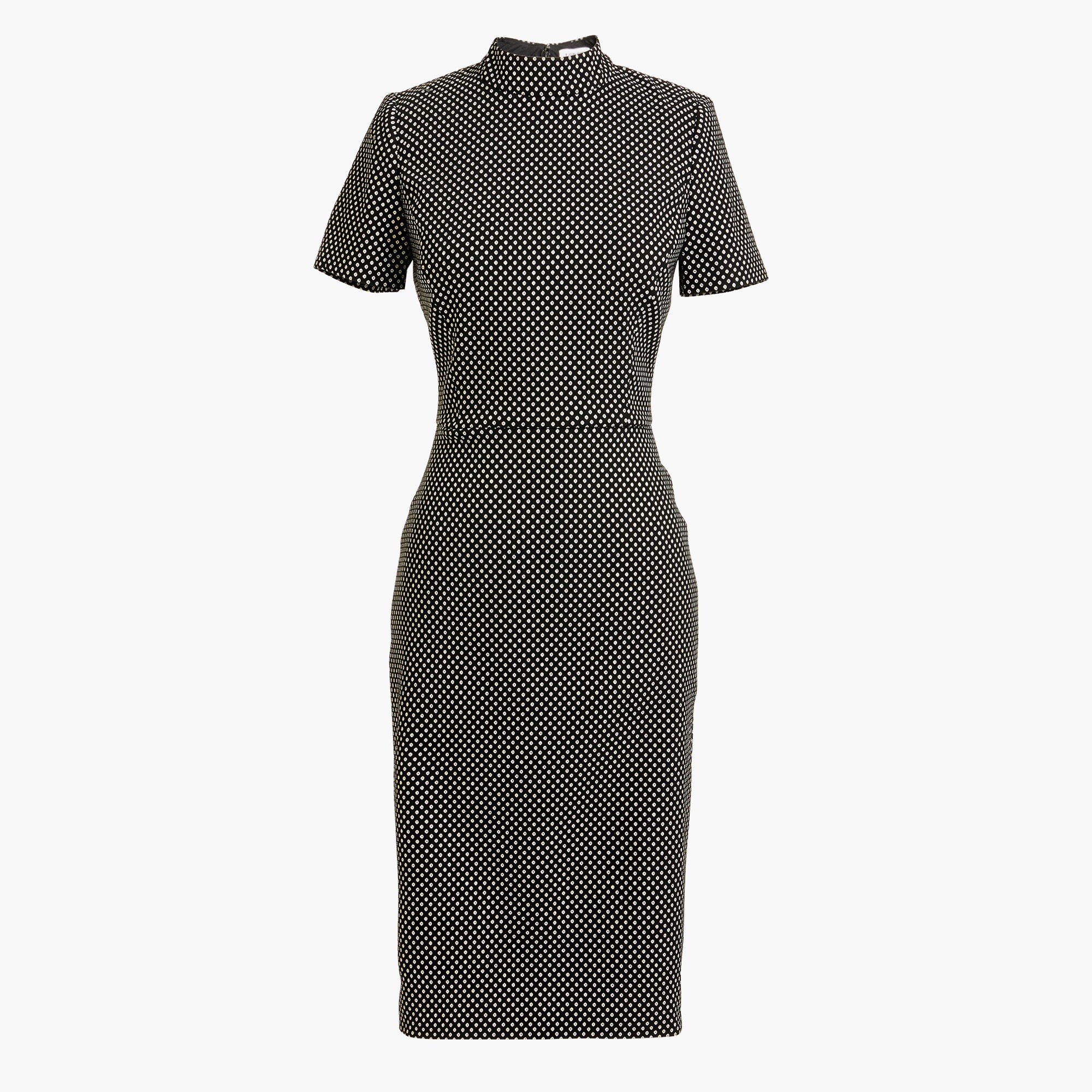 Short-sleeve mockneck jacquard dress