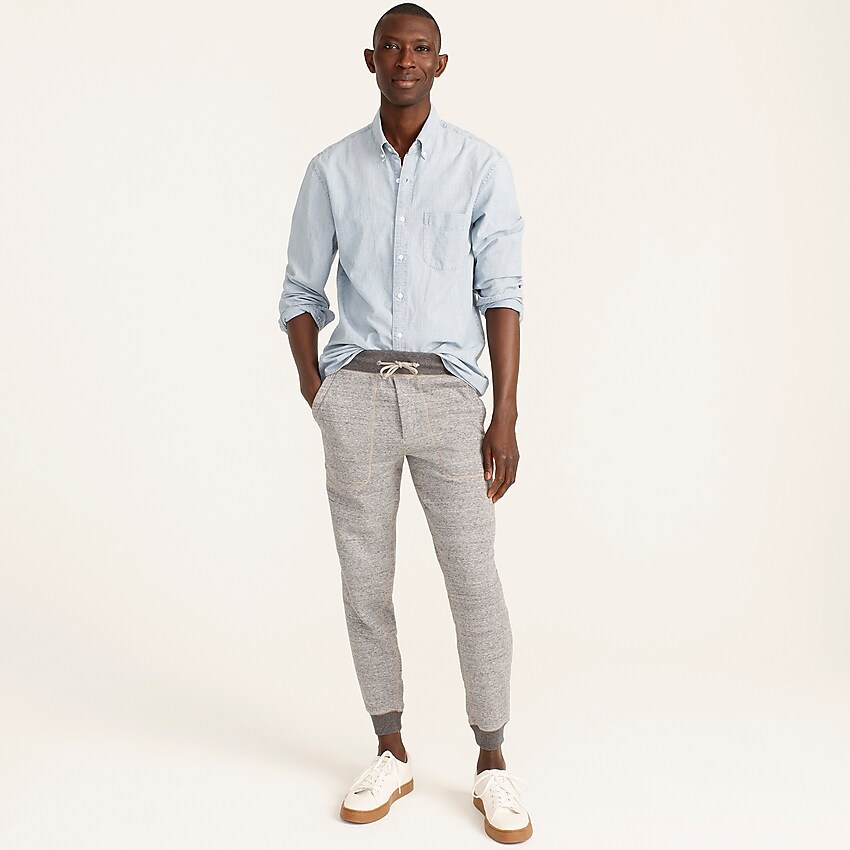 j.crew: marled brushed fleece sweatpant for men, right side, view zoomed