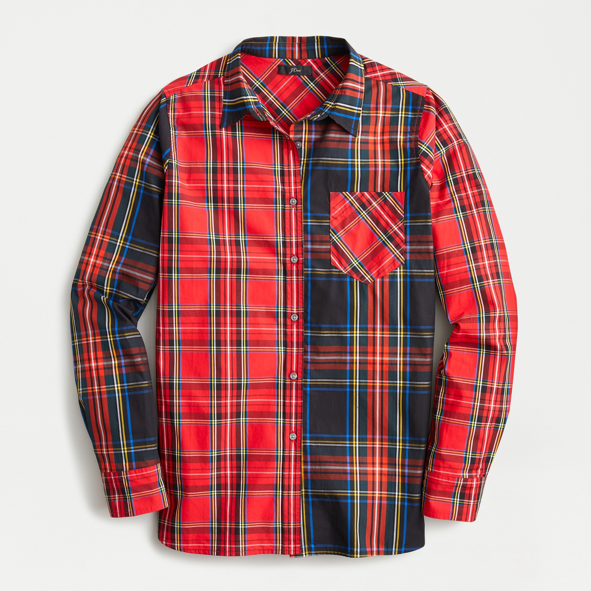 Classic-fit boy shirt in mixed Stewart tartan