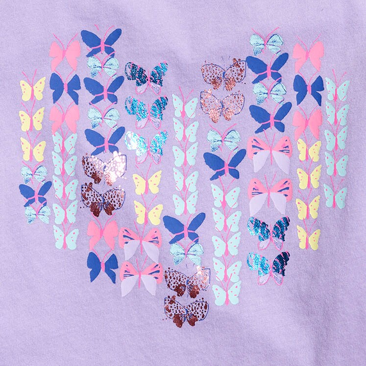 Girls' butterfly heart graphic tee BUTTERFLY FIESTA VIOLE girls' butterfly heart graphic tee for girls