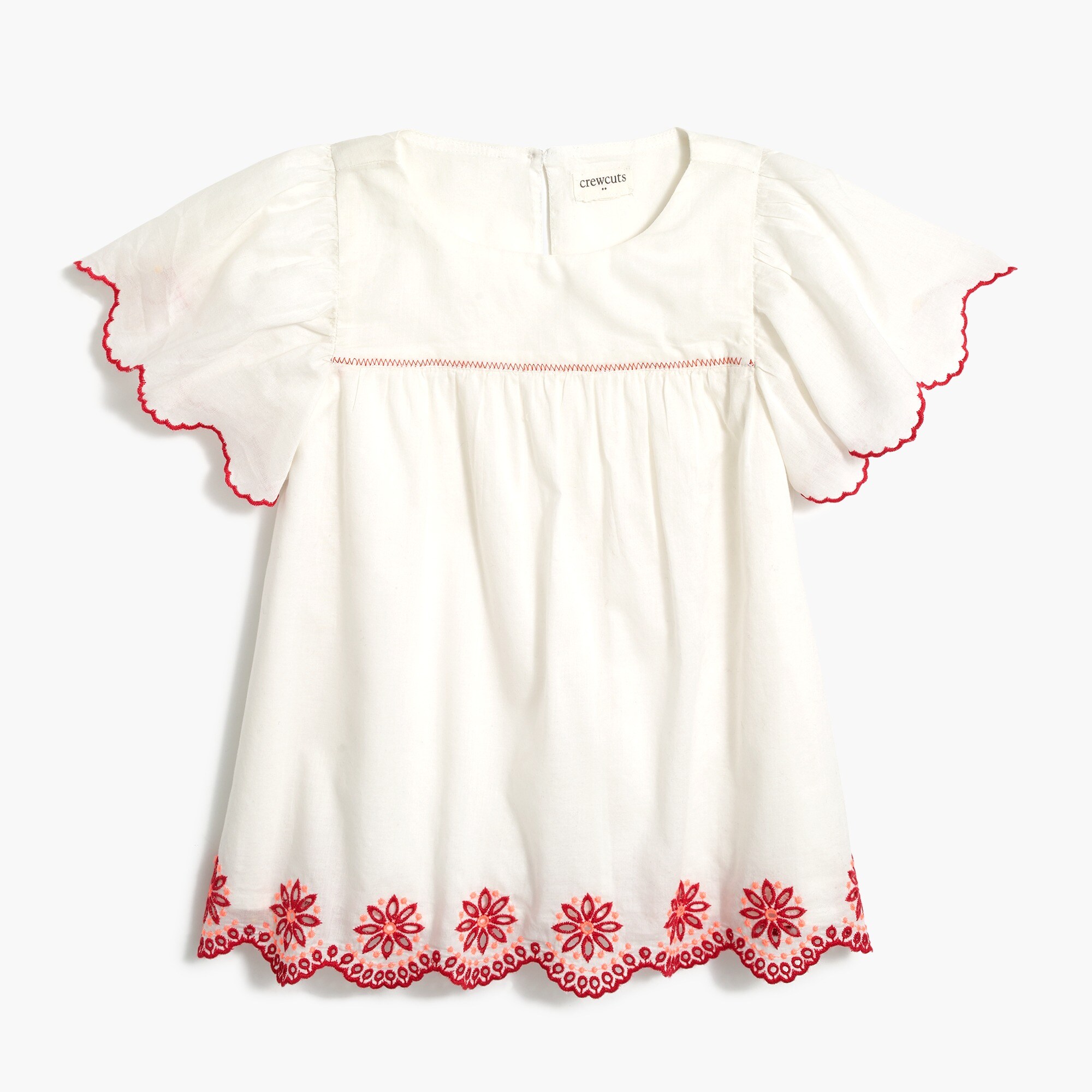 Girls' eyelet-scalloped top