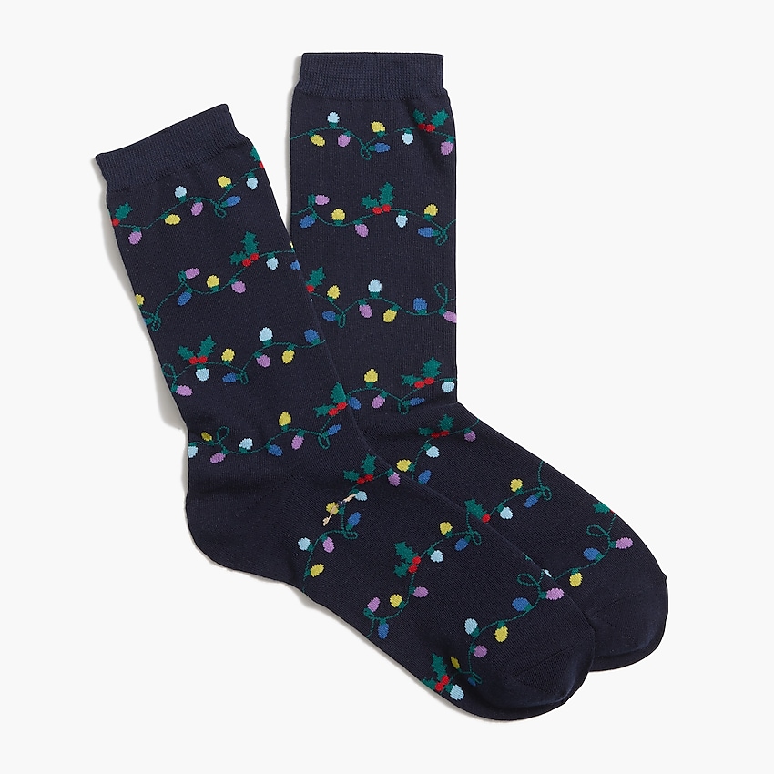 factory: holiday lights trouser socks for women, right side, view zoomed