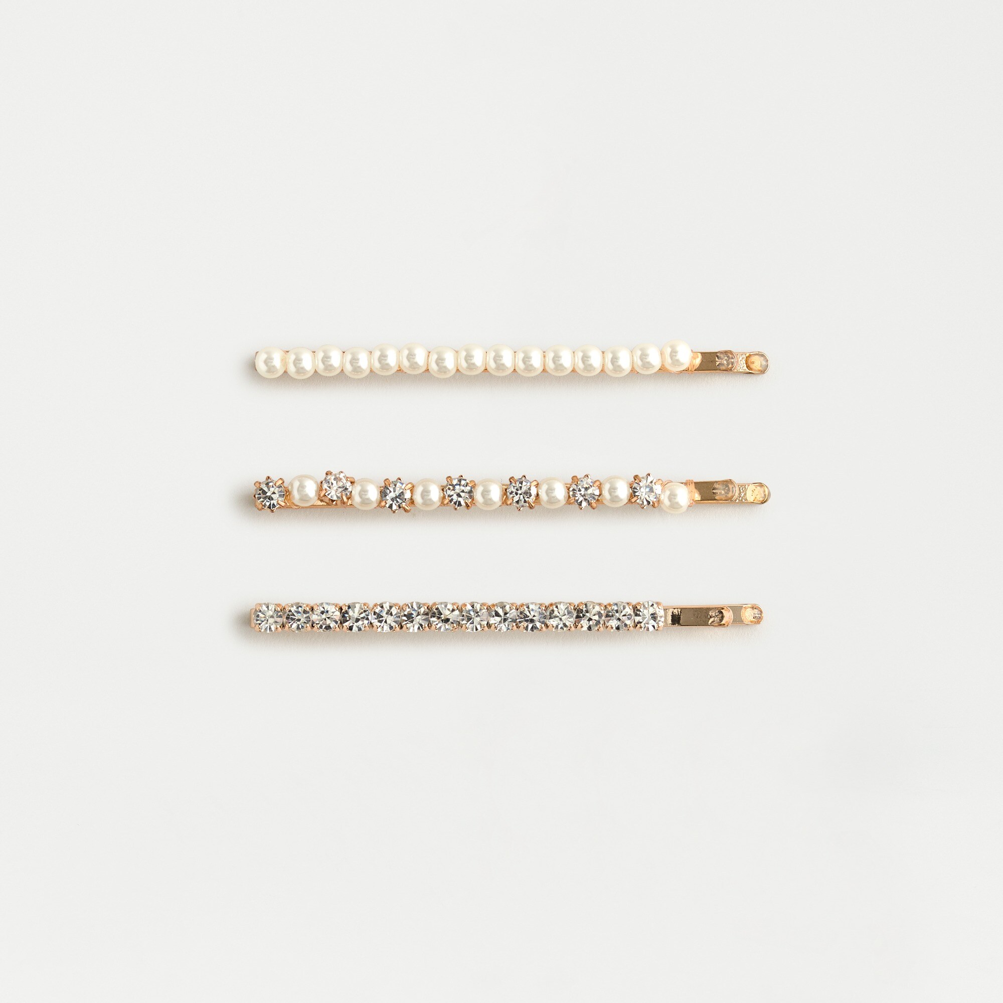Pearl And Crystal Bobby Pin Three-pack For Women | J.Crew display picture 1