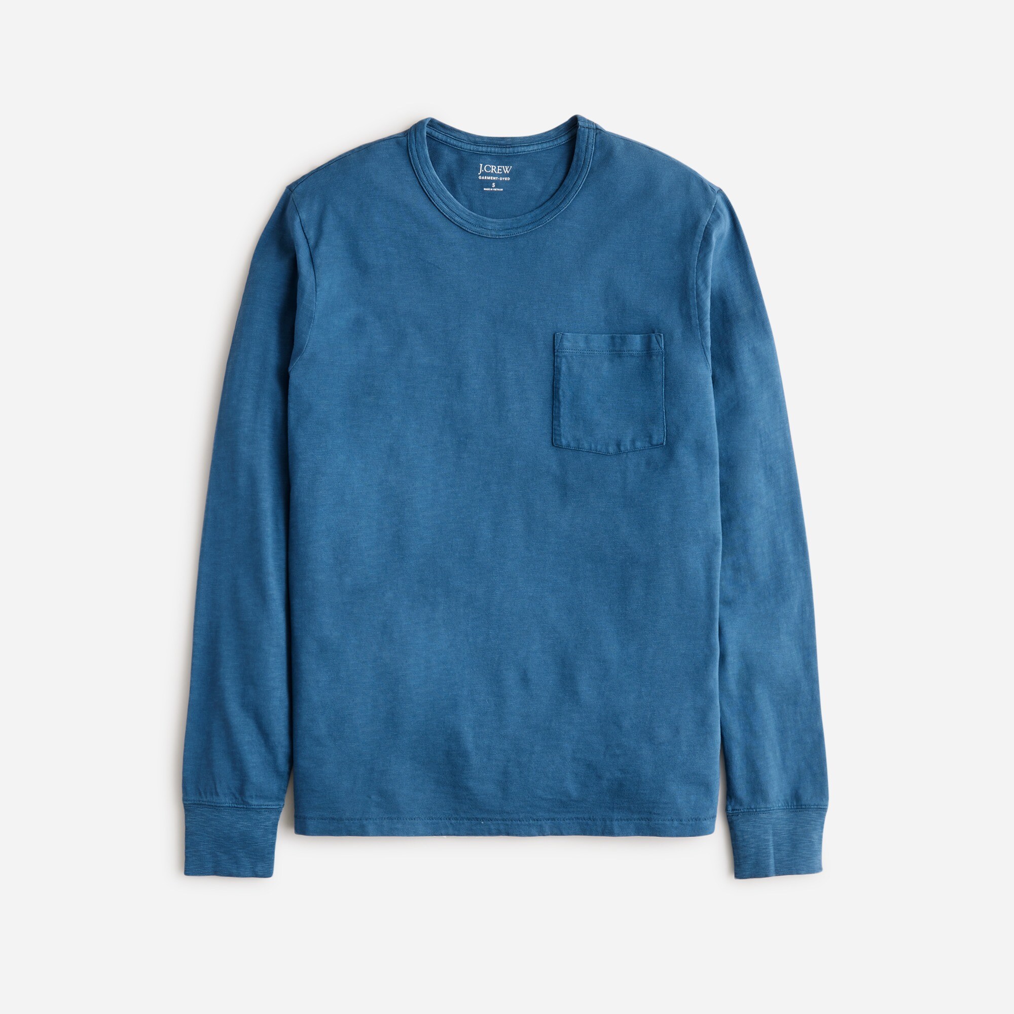Garment-dyed slub cotton long-sleeve T-shirt