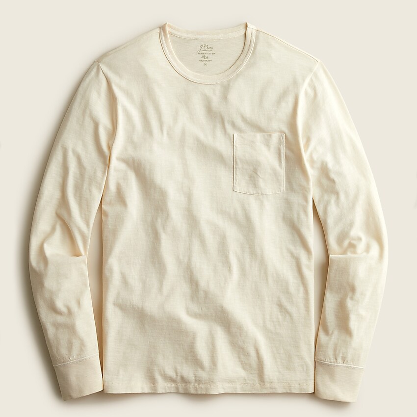 j.crew: garment-dyed slub cotton long-sleeve t-shirt for men, right side, view zoomed