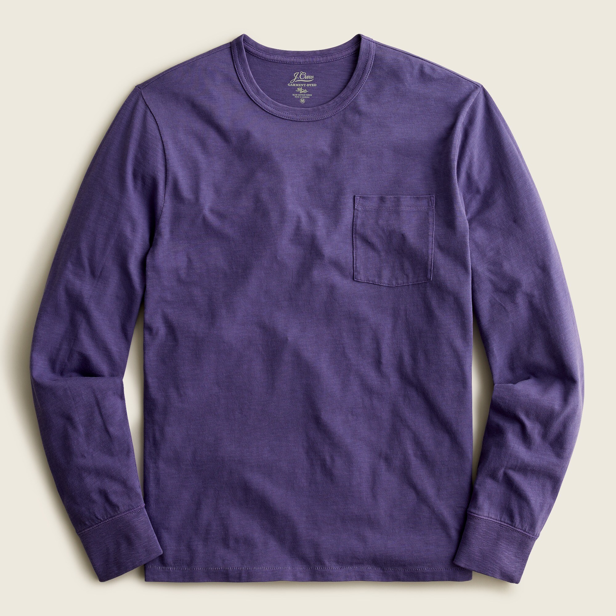 mens Garment-dyed slub cotton long-sleeve T-shirt