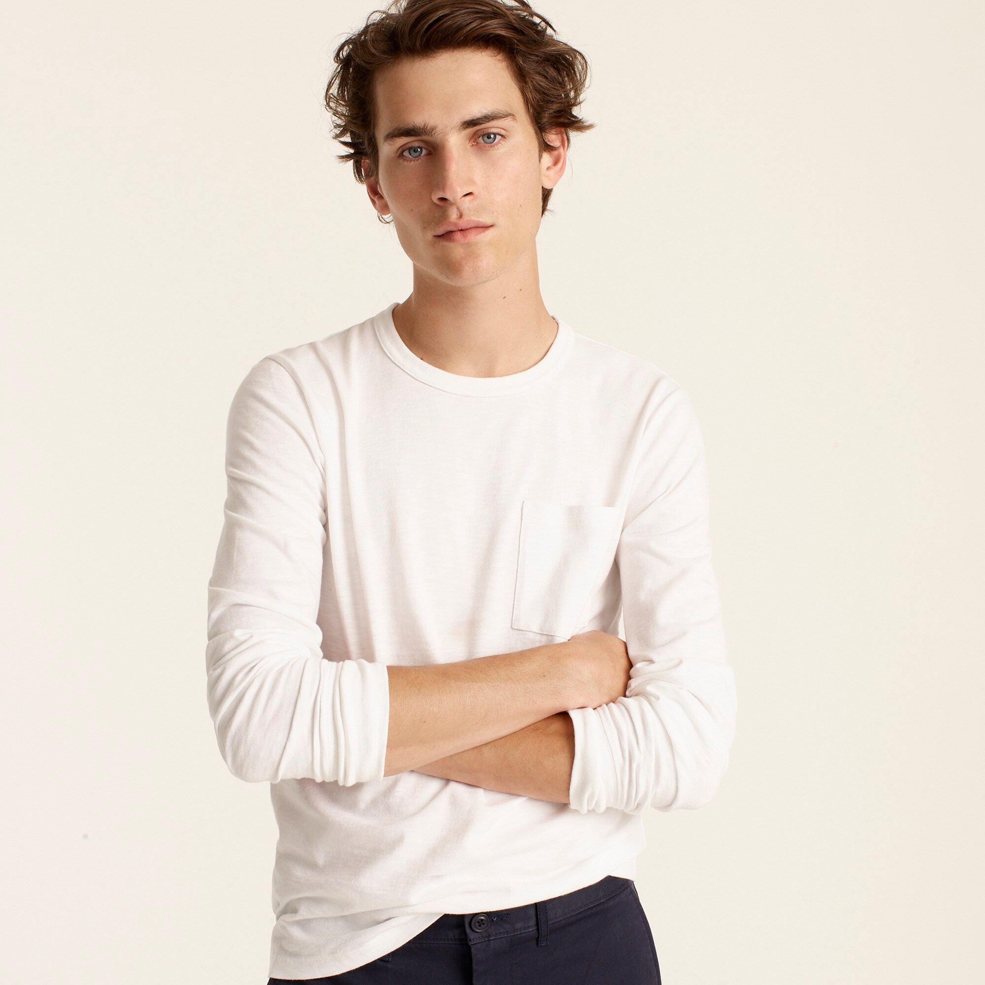 mens Garment-dyed slub cotton long-sleeve T-shirt