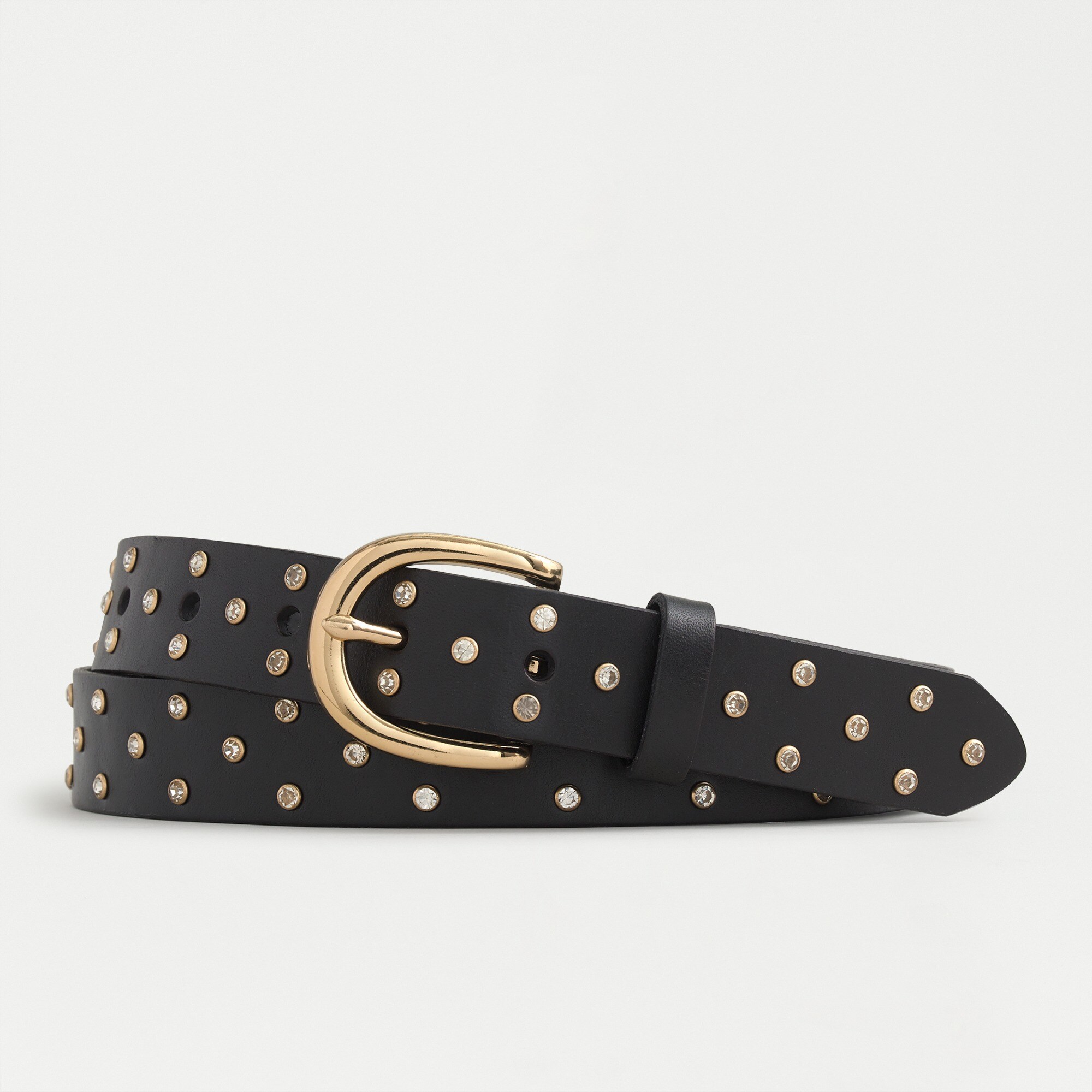 J.Crew Classic Leather Belt With Crystal Studs For Women