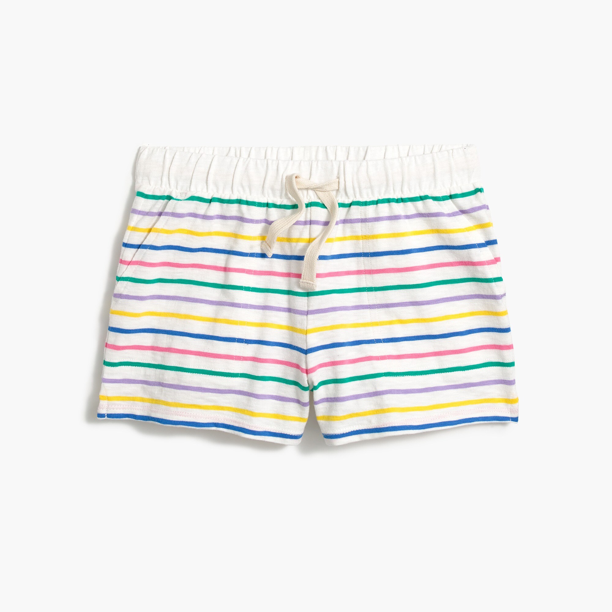 Girls' cotton short in rainbow stripe