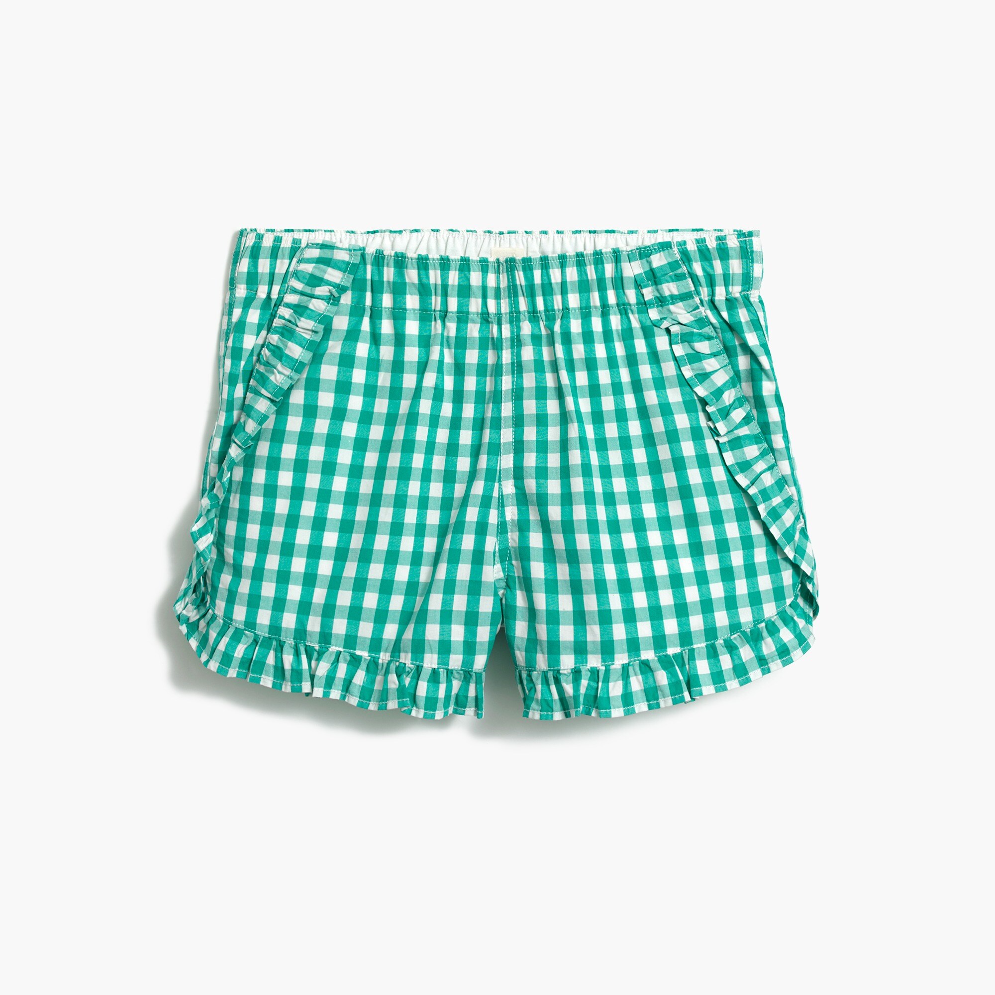 Girls' poplin short in gingham