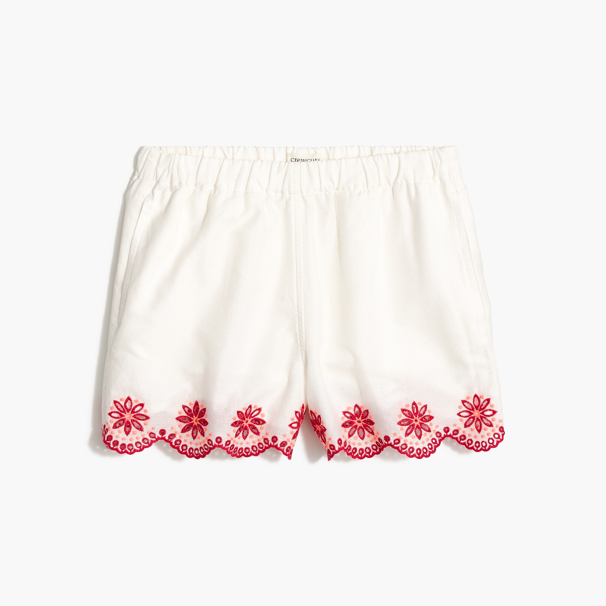 Girls' embroidered eyelet pull-on short