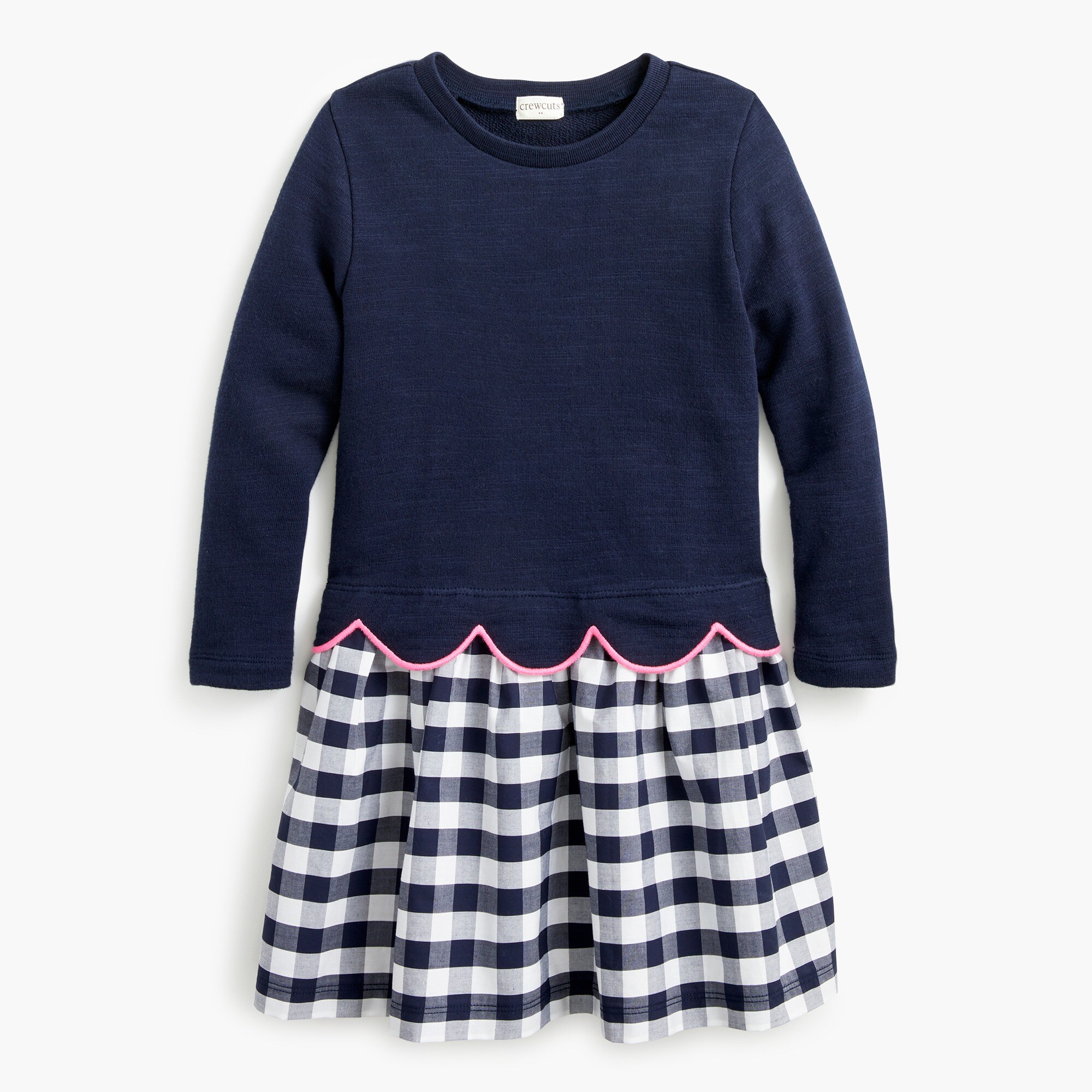 Girls' scalloped-hem sweatshirt dress