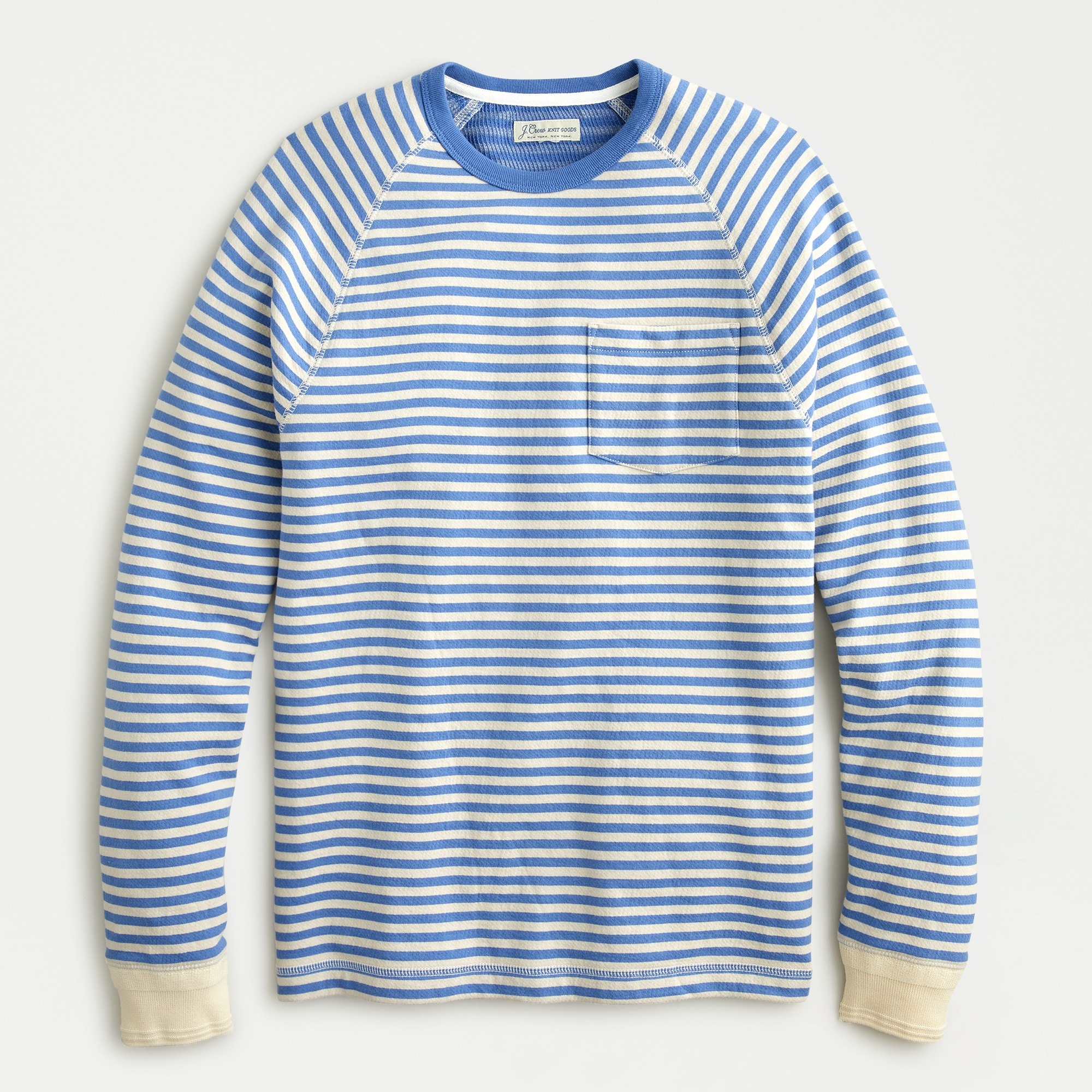 J.Crew: Double-knit Long-sleeve Raglan Crewneck T-shirt In Stripe For Men