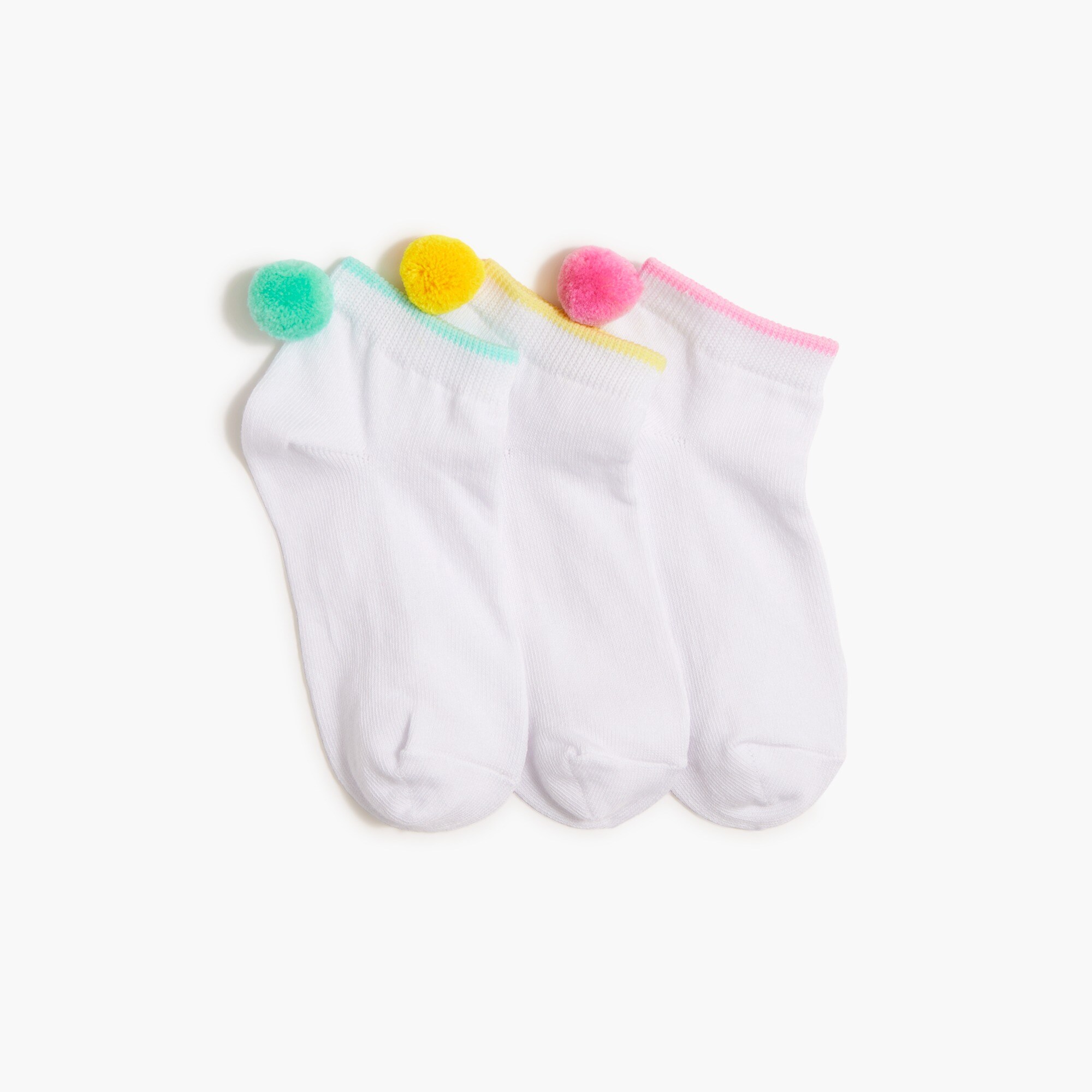 girls' pom-pom socks three-pack for girls