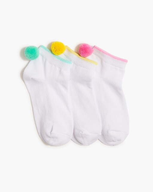  Girls' pom-pom socks three-pack