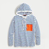 Patch pocket hoodie in striped Mariner cloth