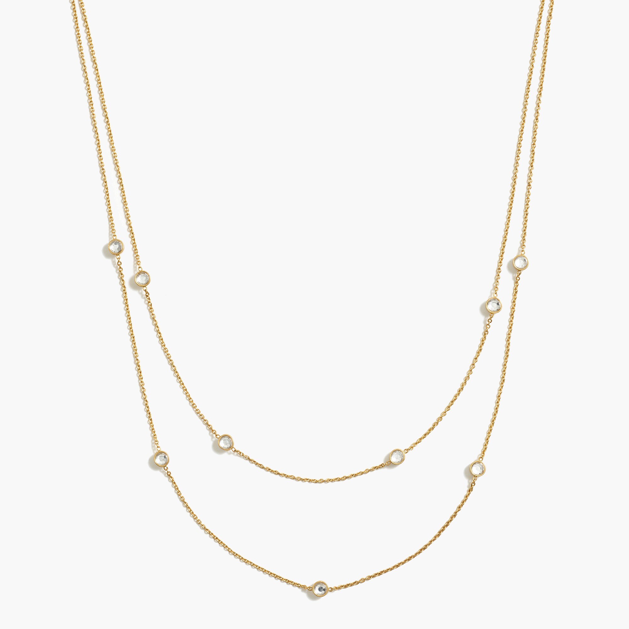 Two-layer crystal bezel necklace