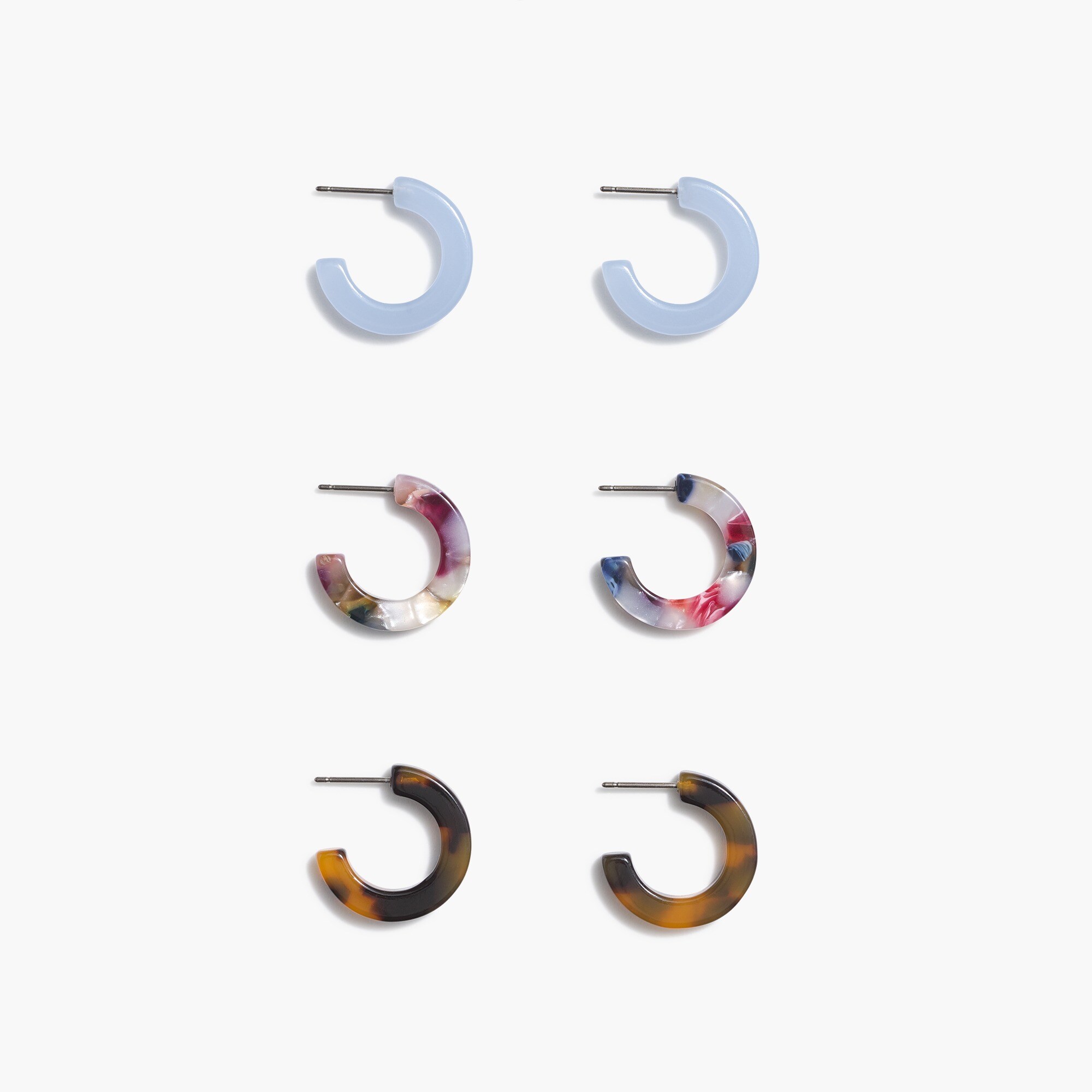 Mini tortoise hoop earrings set