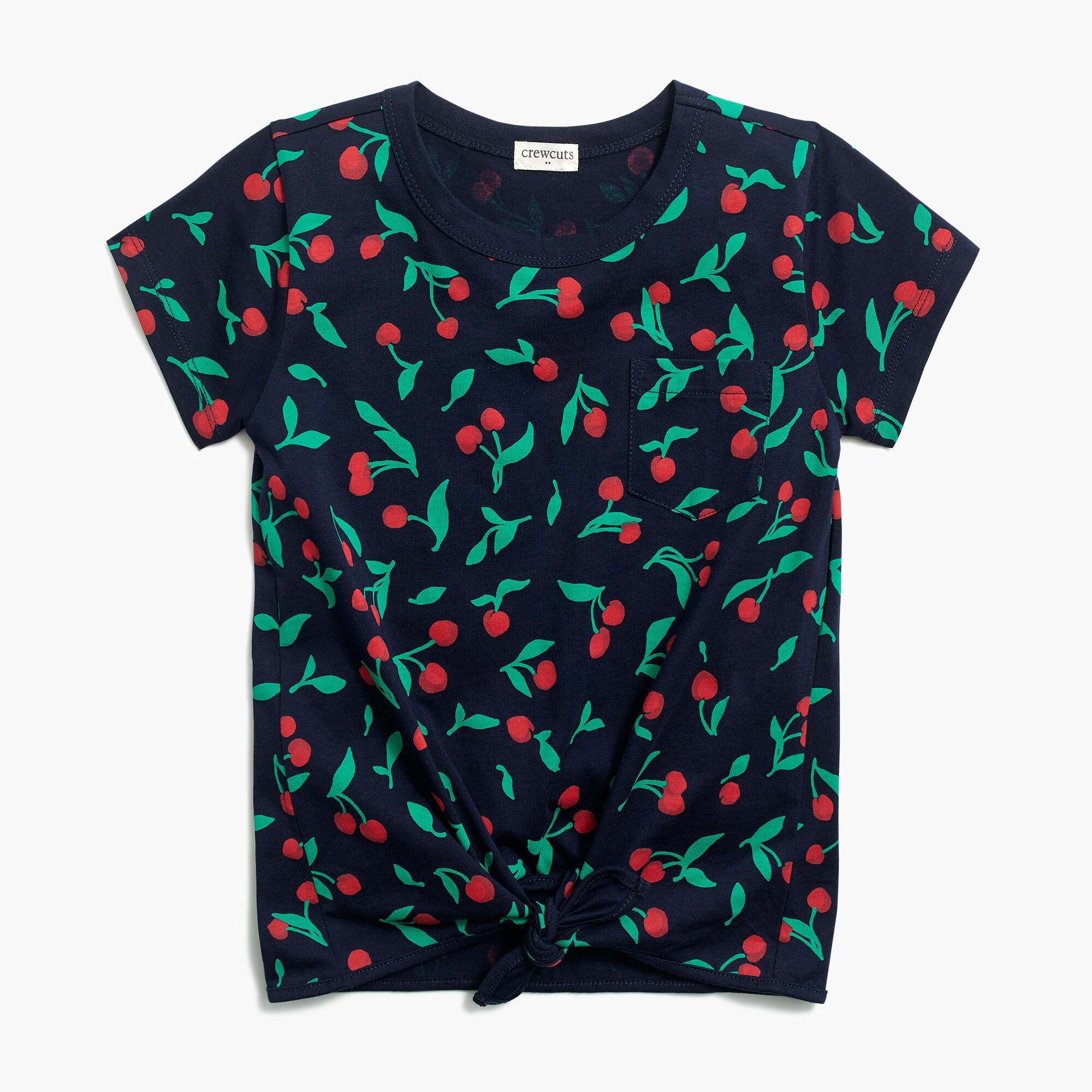 Girls' tie-front tee in cherry print