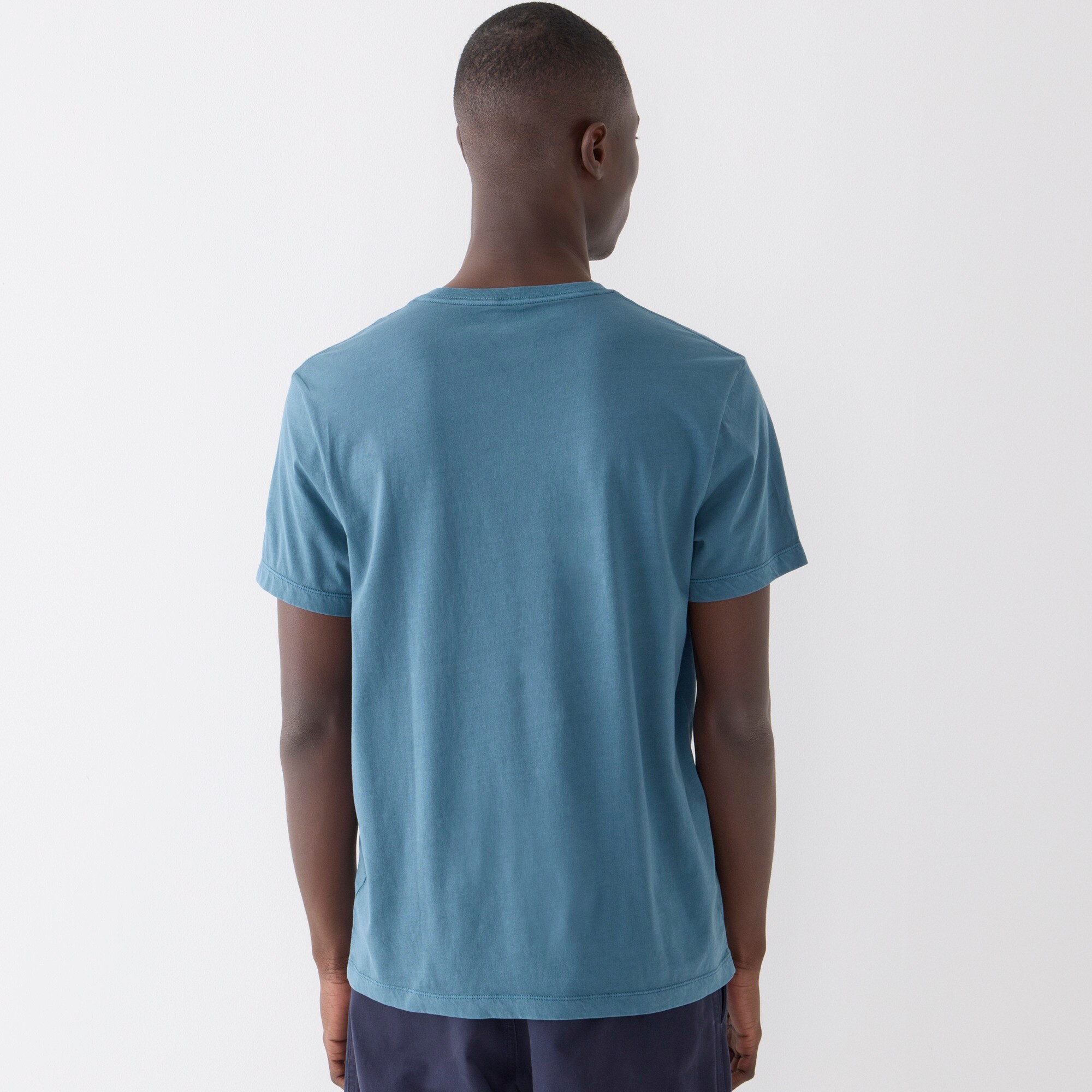 Broken-in short-sleeve V-neck T-shirt