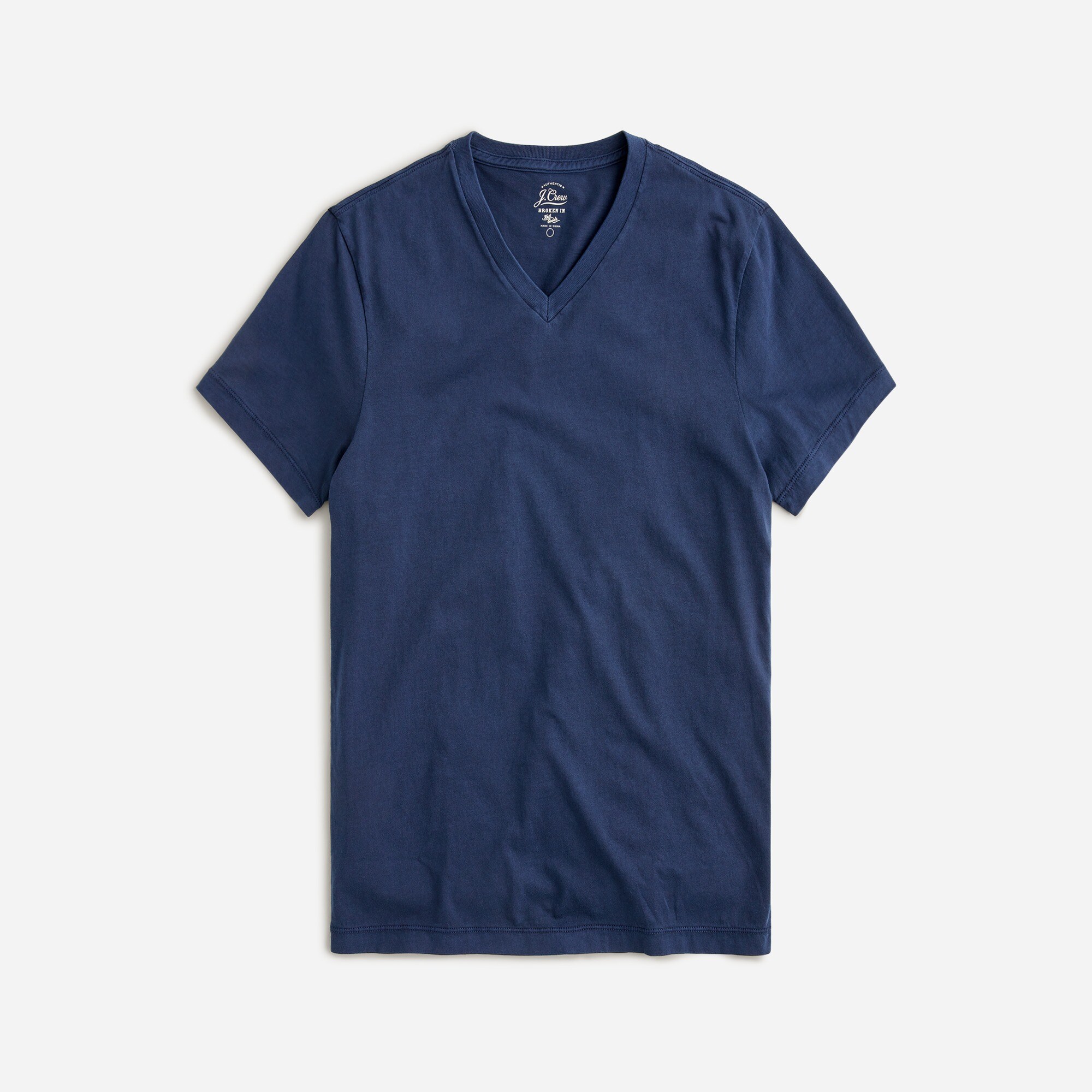 Broken-in short-sleeve V-neck T-shirt