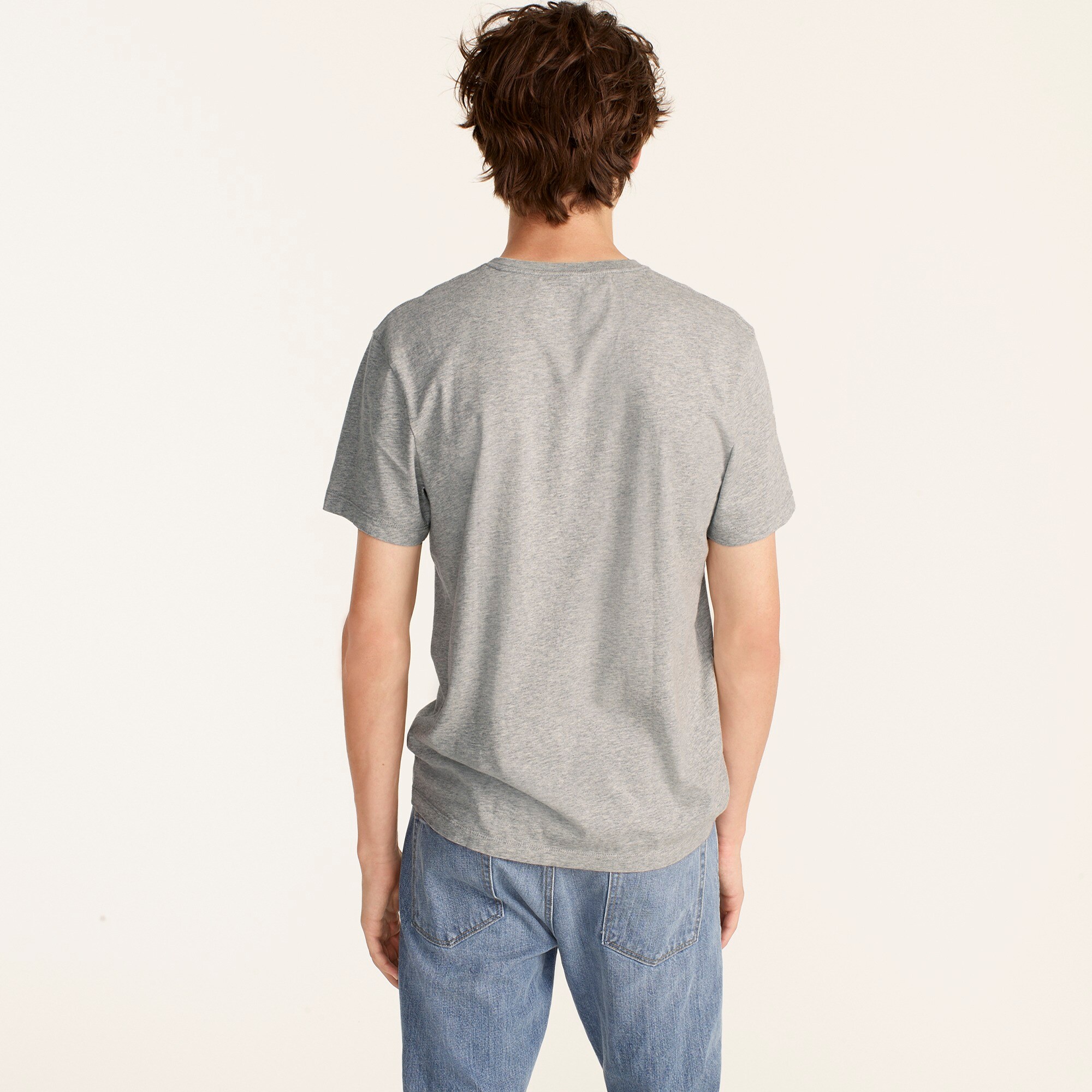 Broken-in short-sleeve V-neck T-shirt