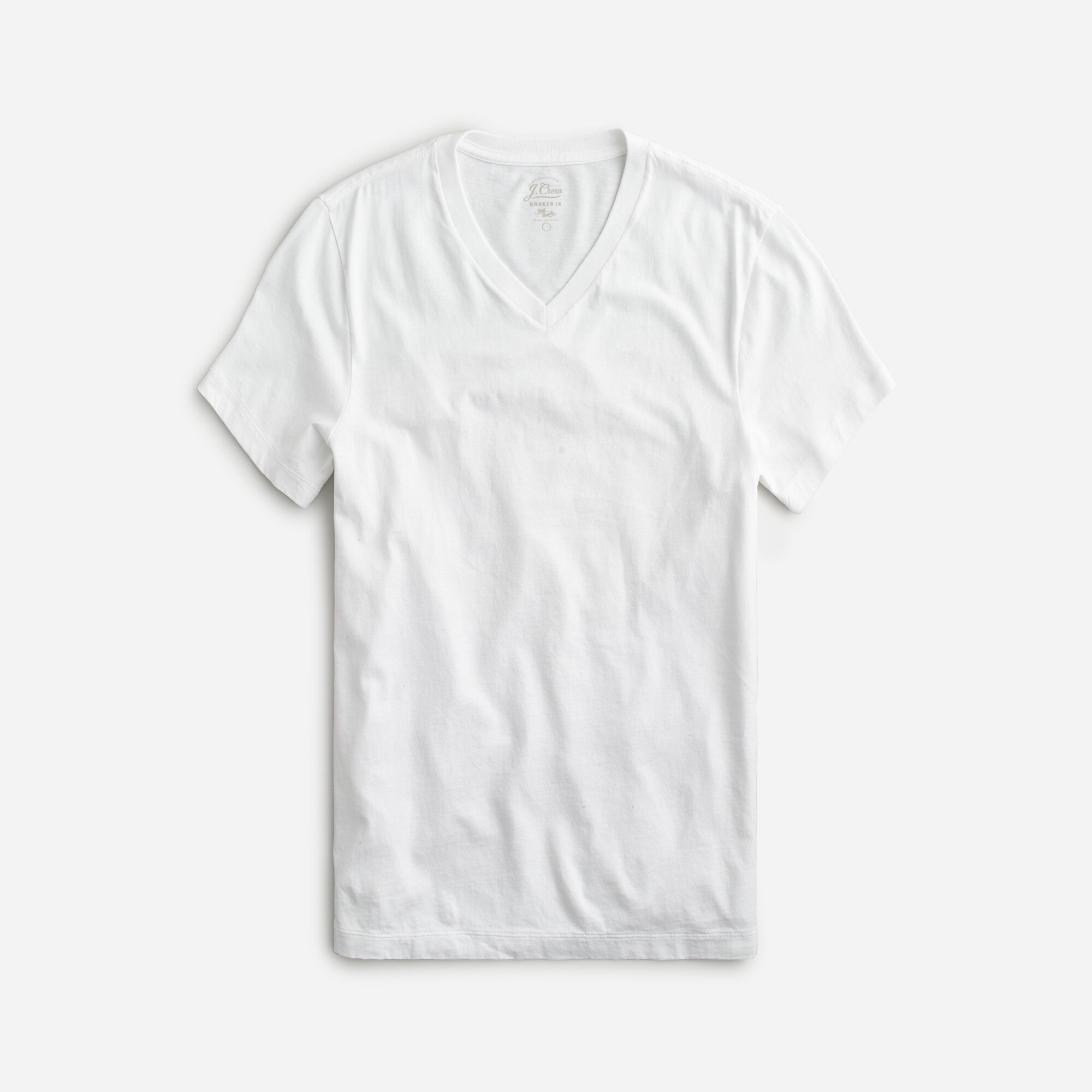 Broken-in short-sleeve V-neck T-shirt