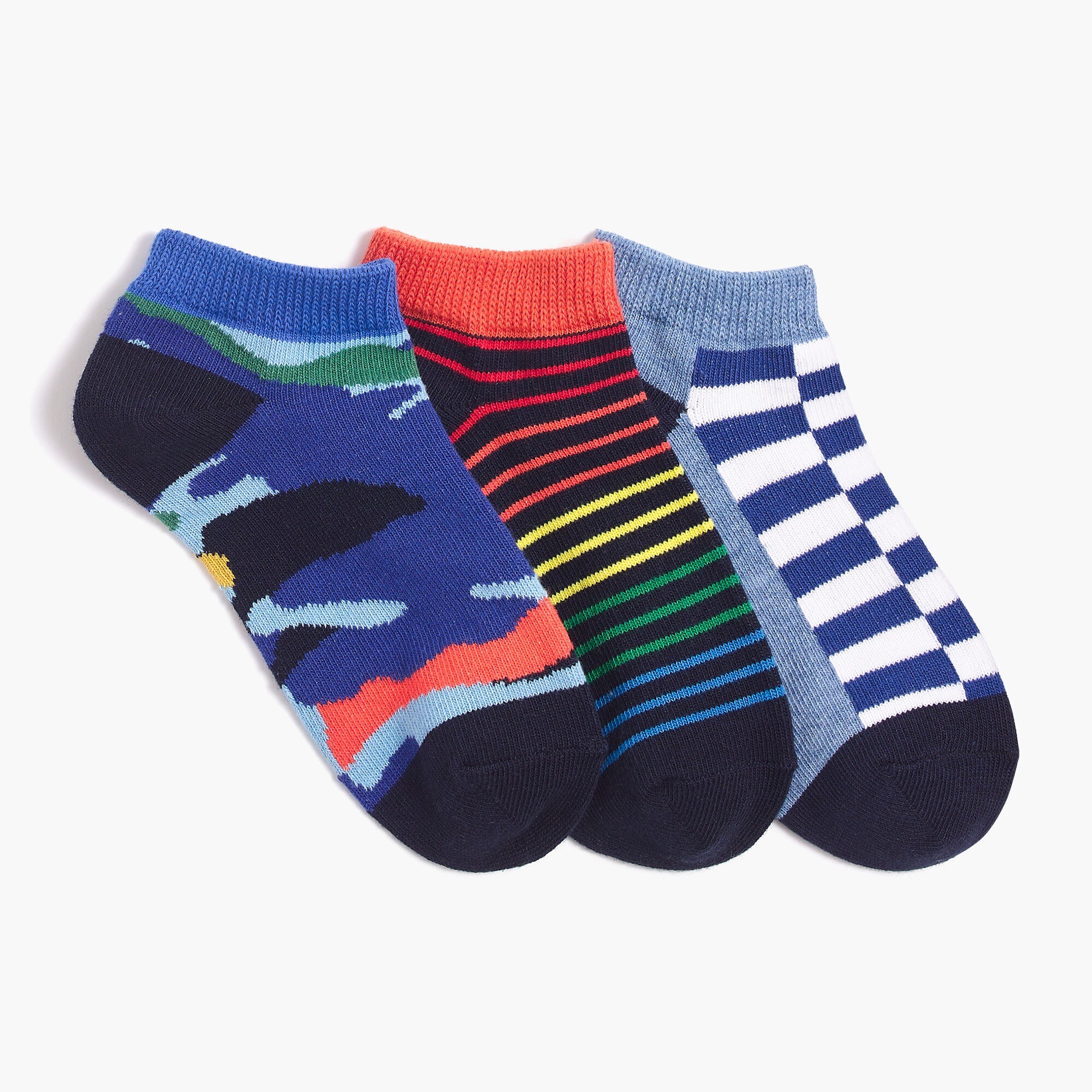 Boys' patterned ankle socks three-pack