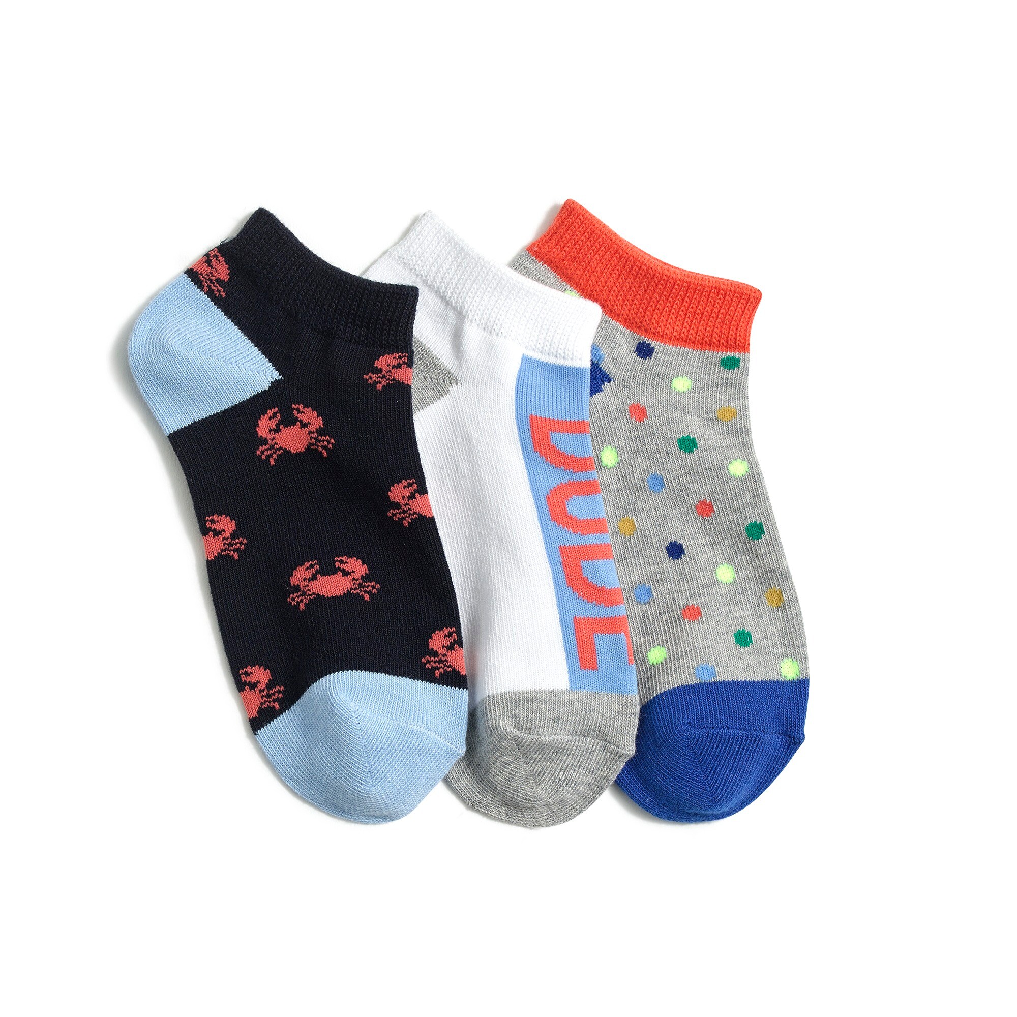 Boys' crab ankle socks three-pack