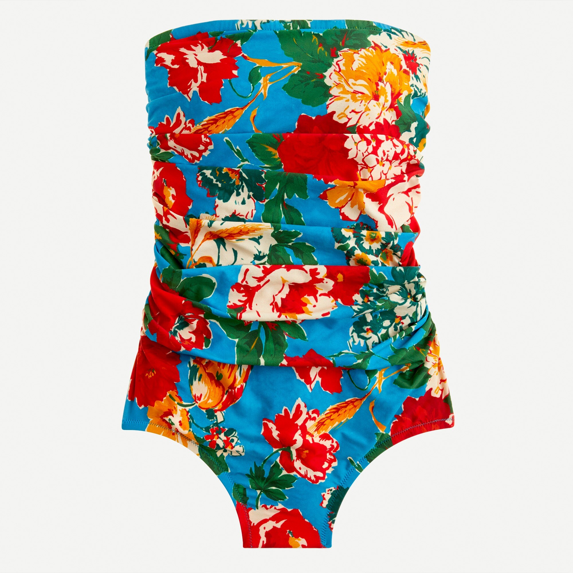 J Crew Ruched Bandeau One Piece Swimsuit In Ratti Bahama Print For Women