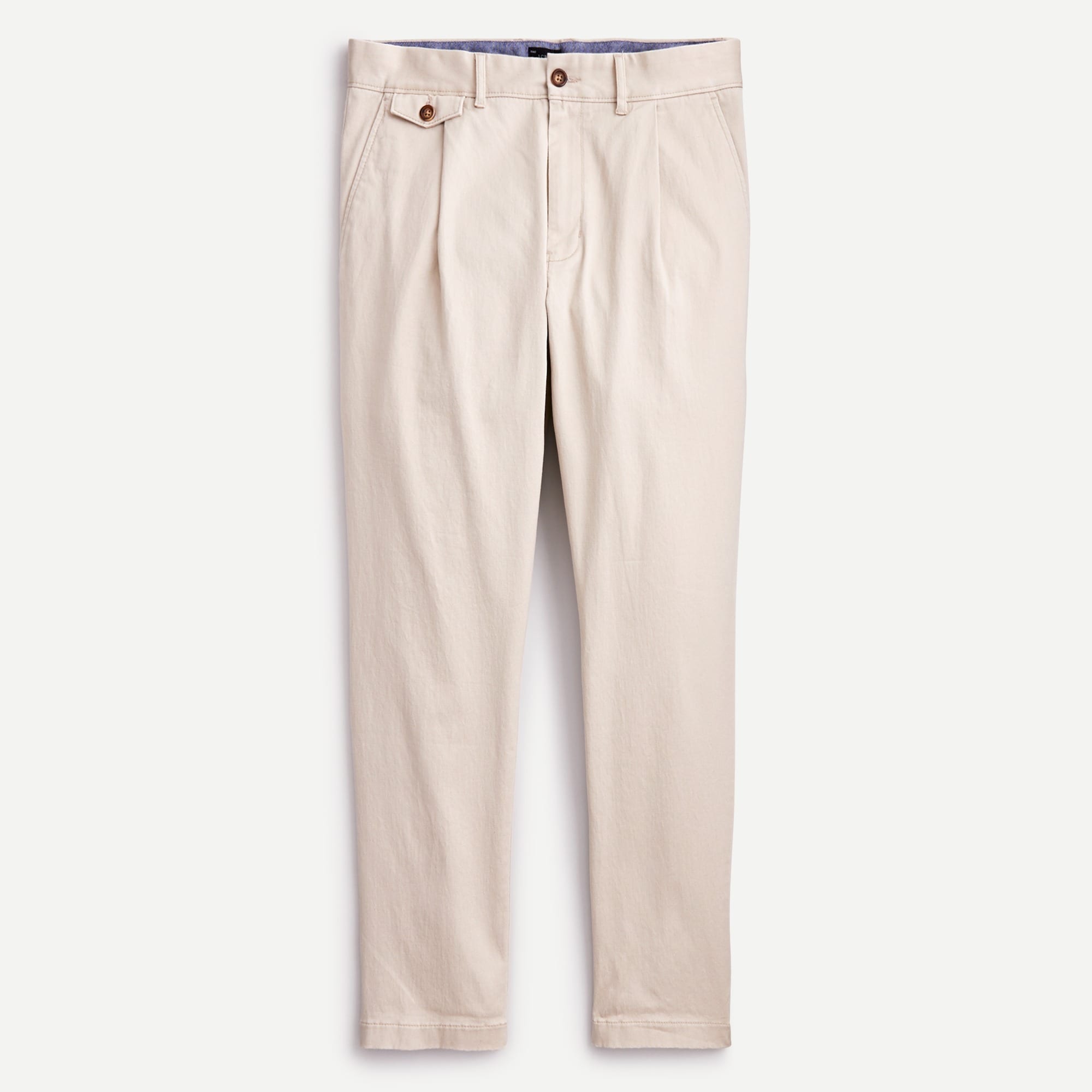 Pleated cropped stretch chino pant