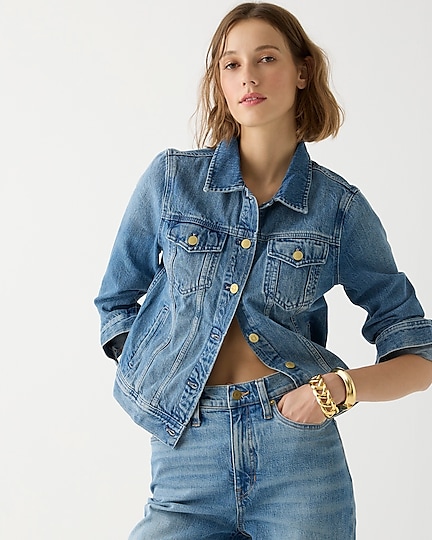 j.crew: classic denim jacket in brilliant day wash for women