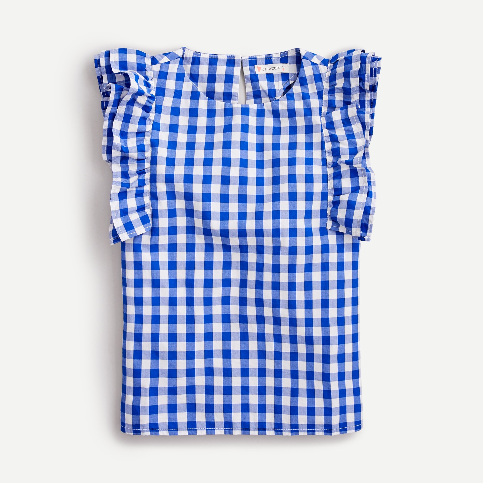 Girls' Sleeveless Ruffle Cotton Top In Gingham For Girls | J