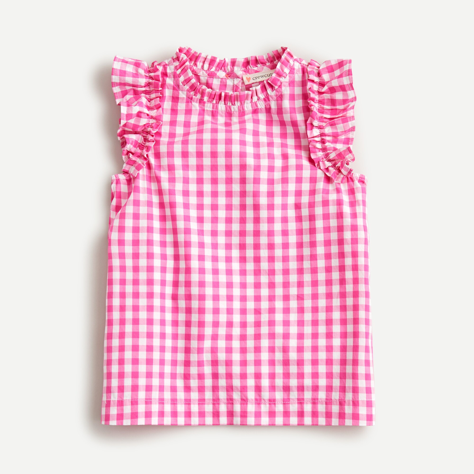 Girls' gingham ruffle top