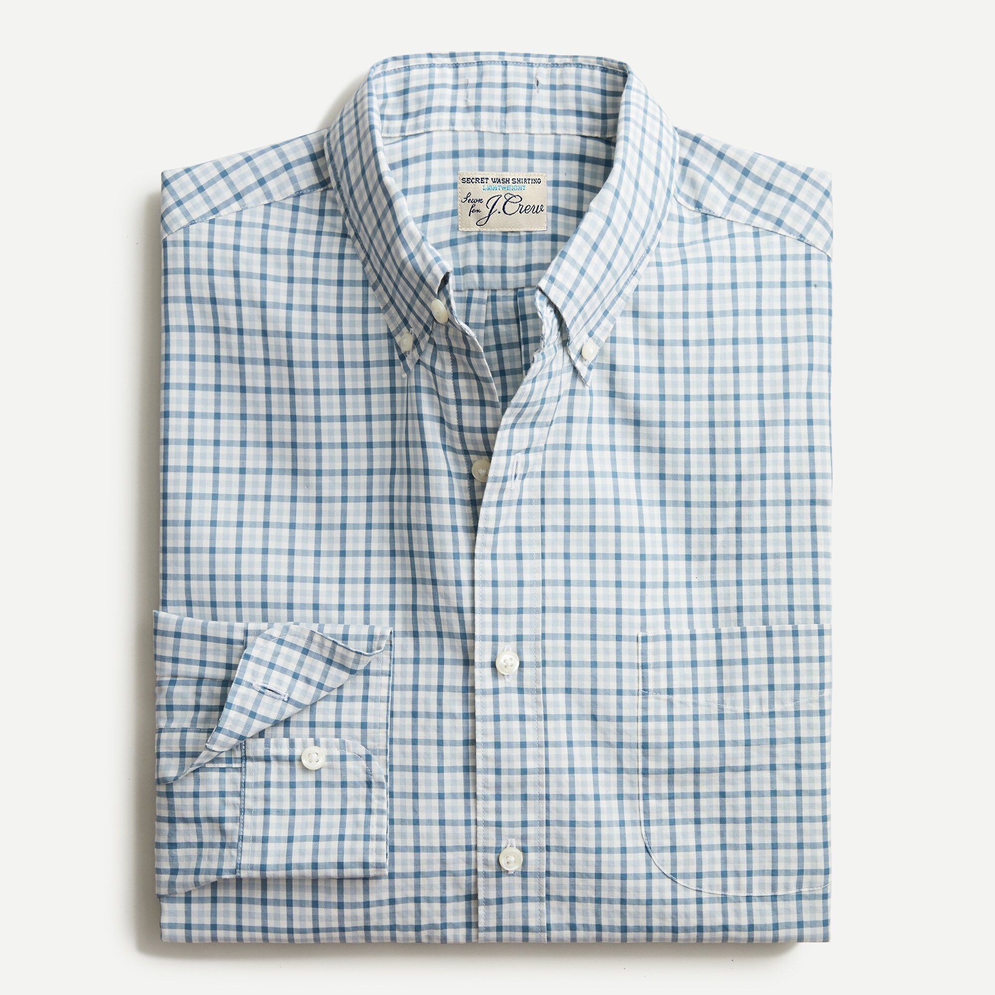 Lightweight Secret Wash cotton poplin shirt in check