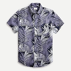 Tall short-sleeve linen shirt in palm print